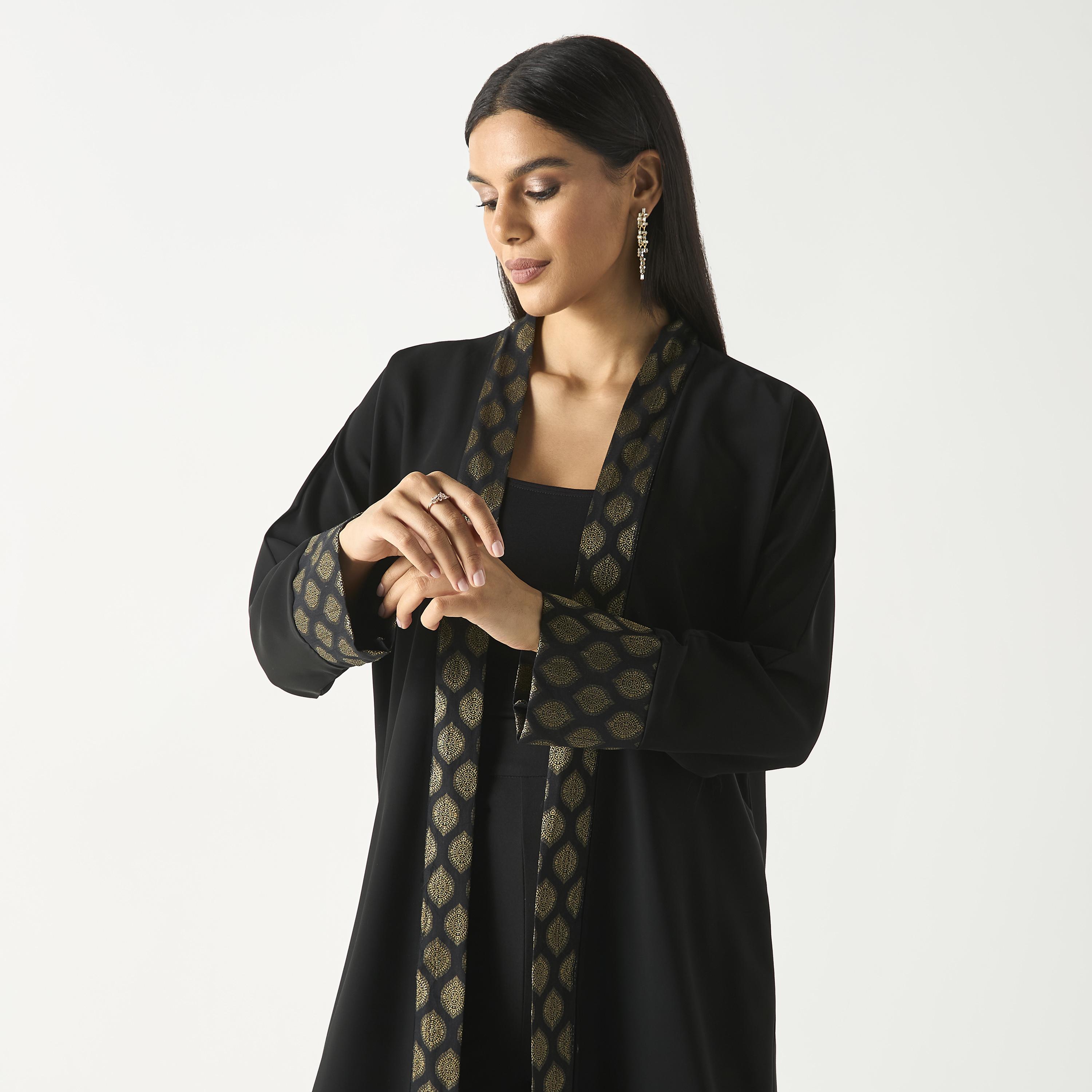 Hadiyath Al Madinah Printed Open Front Abaya-women-arabicclothing-abayas-image-2