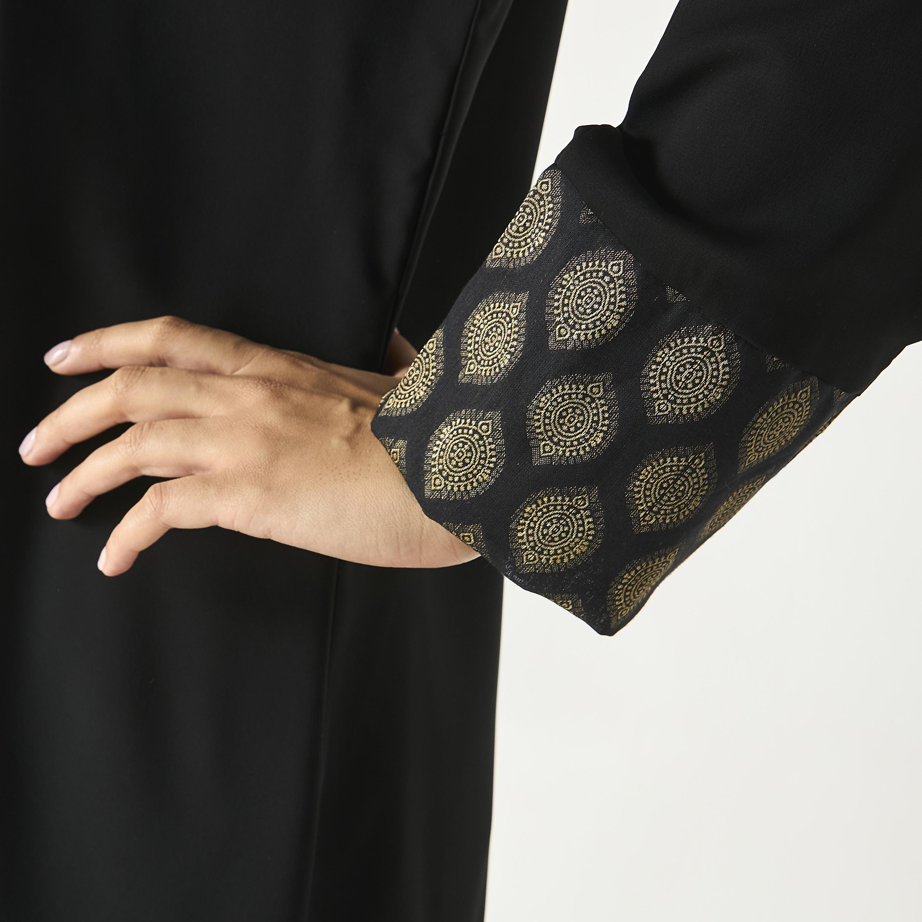 Hadiyath Al Madinah Printed Open Front Abaya-women-arabicclothing-abayas-image-3