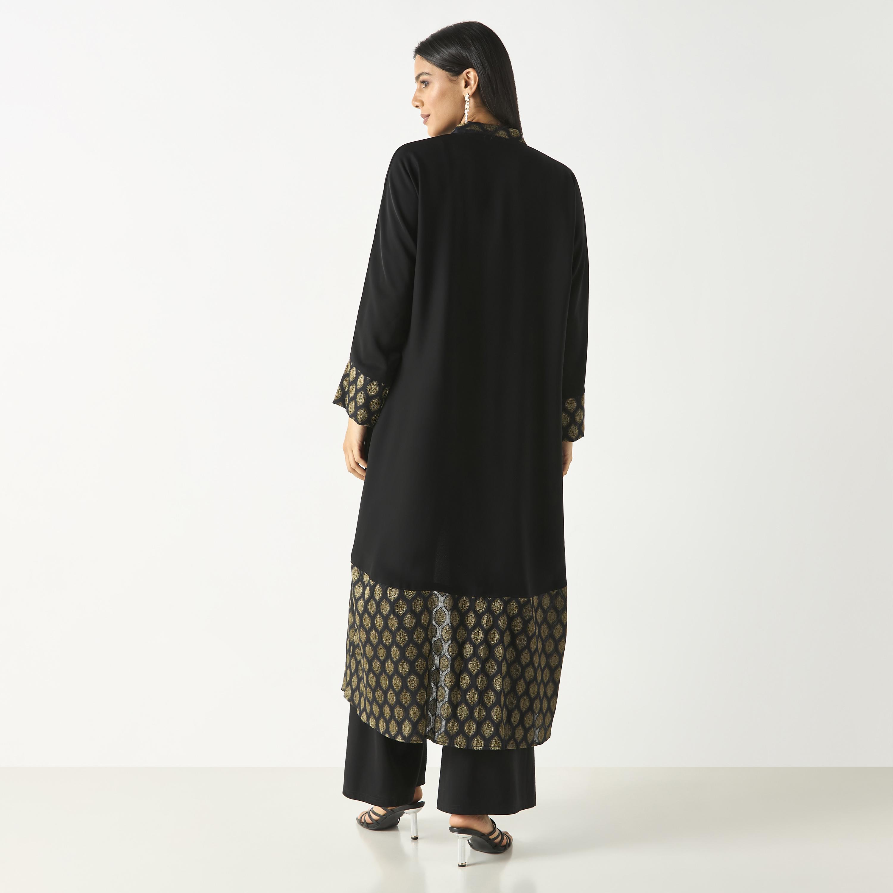 Hadiyath Al Madinah Printed Open Front Abaya-women-arabicclothing-abayas-image-5