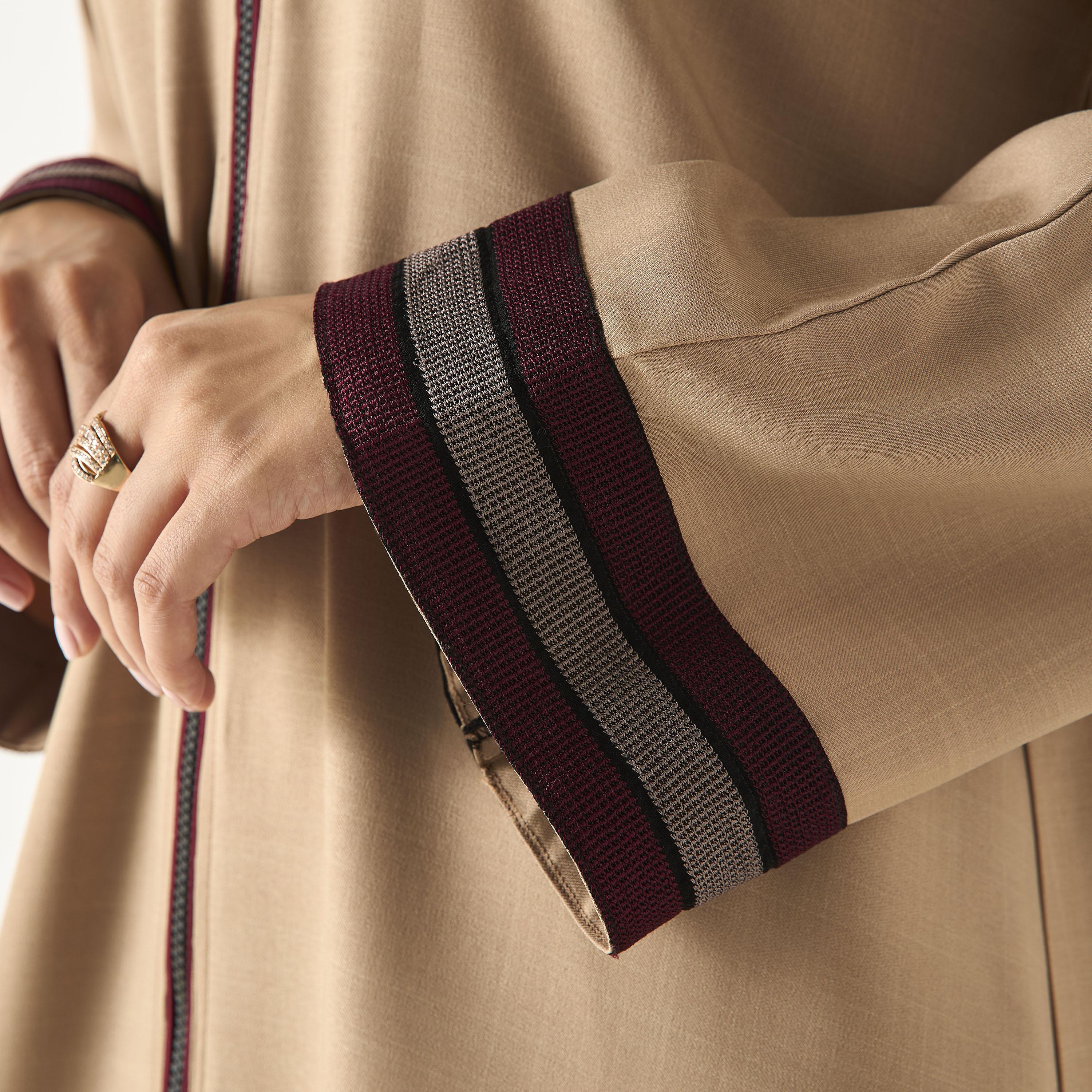 Hadiyath Al Madinah Lace Detail Abaya with Zip Closure-women-arabicclothing-abayas-image-3