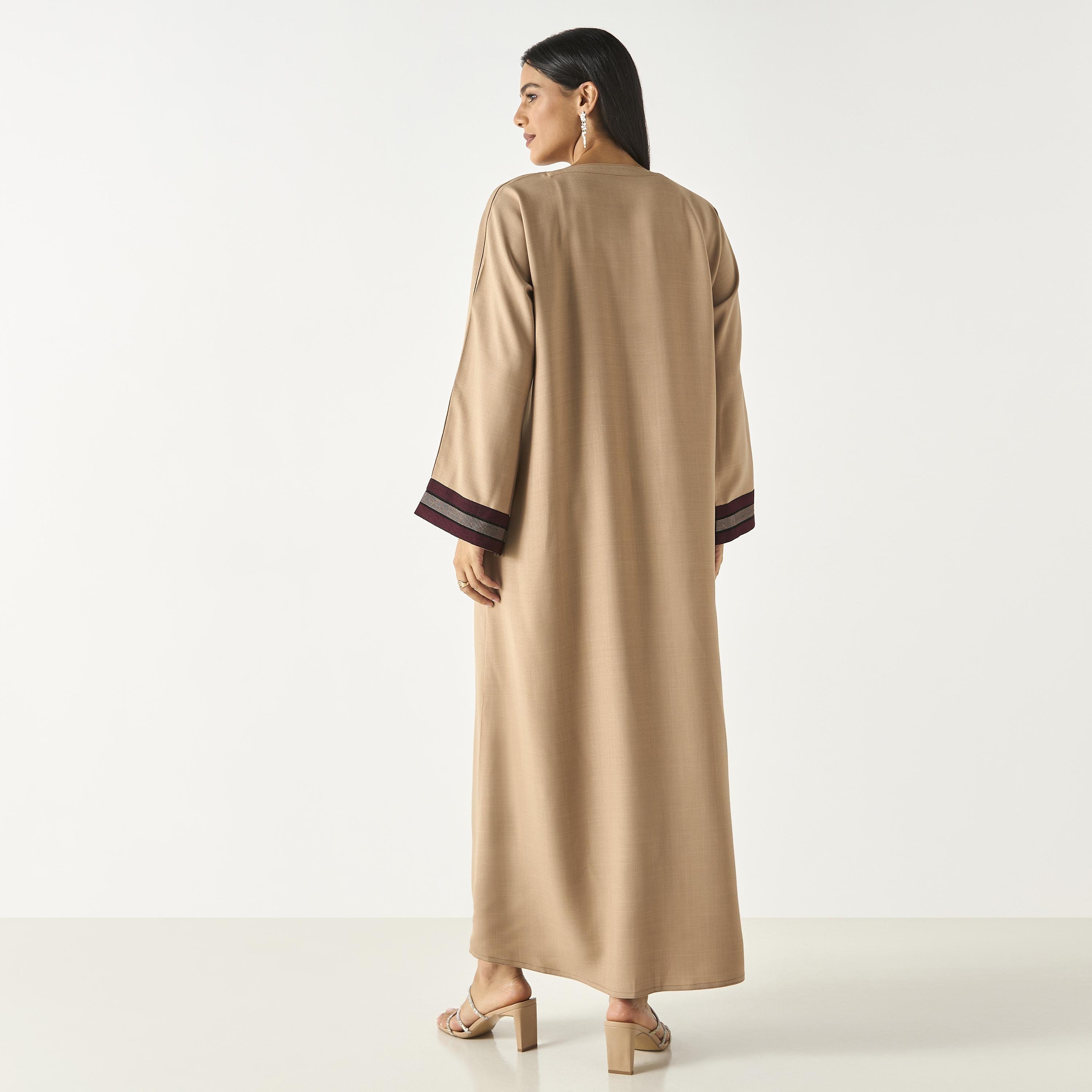 Hadiyath Al Madinah Lace Detail Abaya with Zip Closure-women-arabicclothing-abayas-image-5