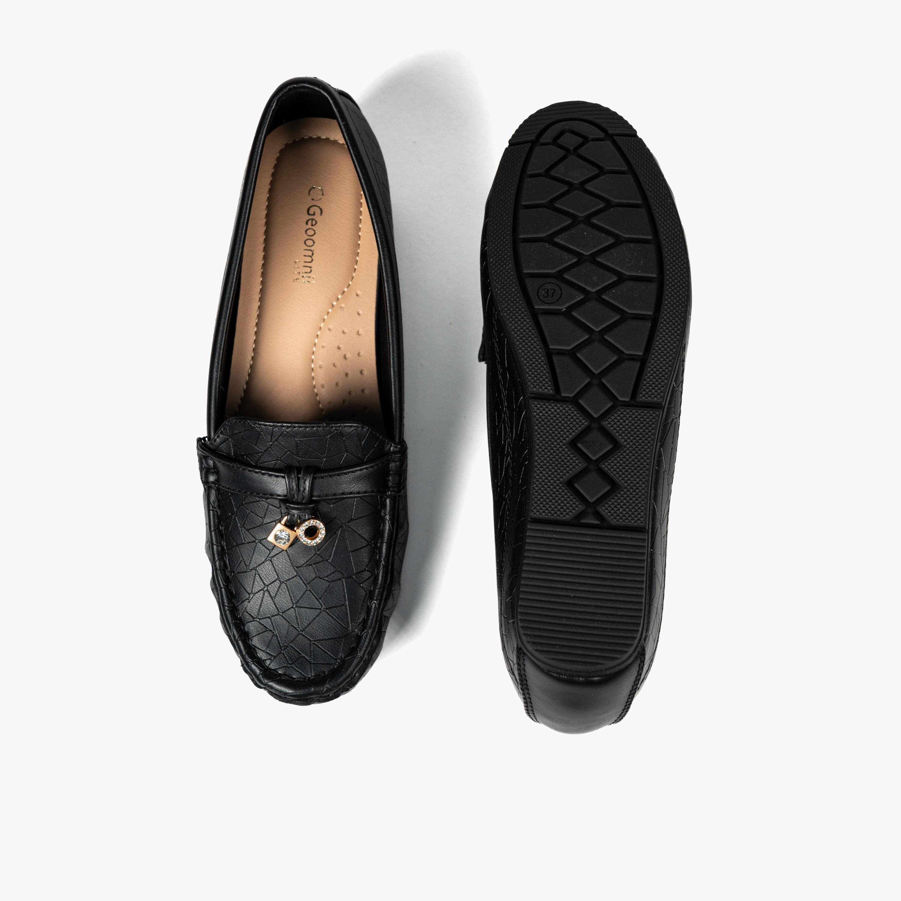 جيومني - حذاء كير سهل الارتداء بكعب إسفيني للنساء | J2501-387-BLACK-women-shoes-loafersandmoccasins-image-3