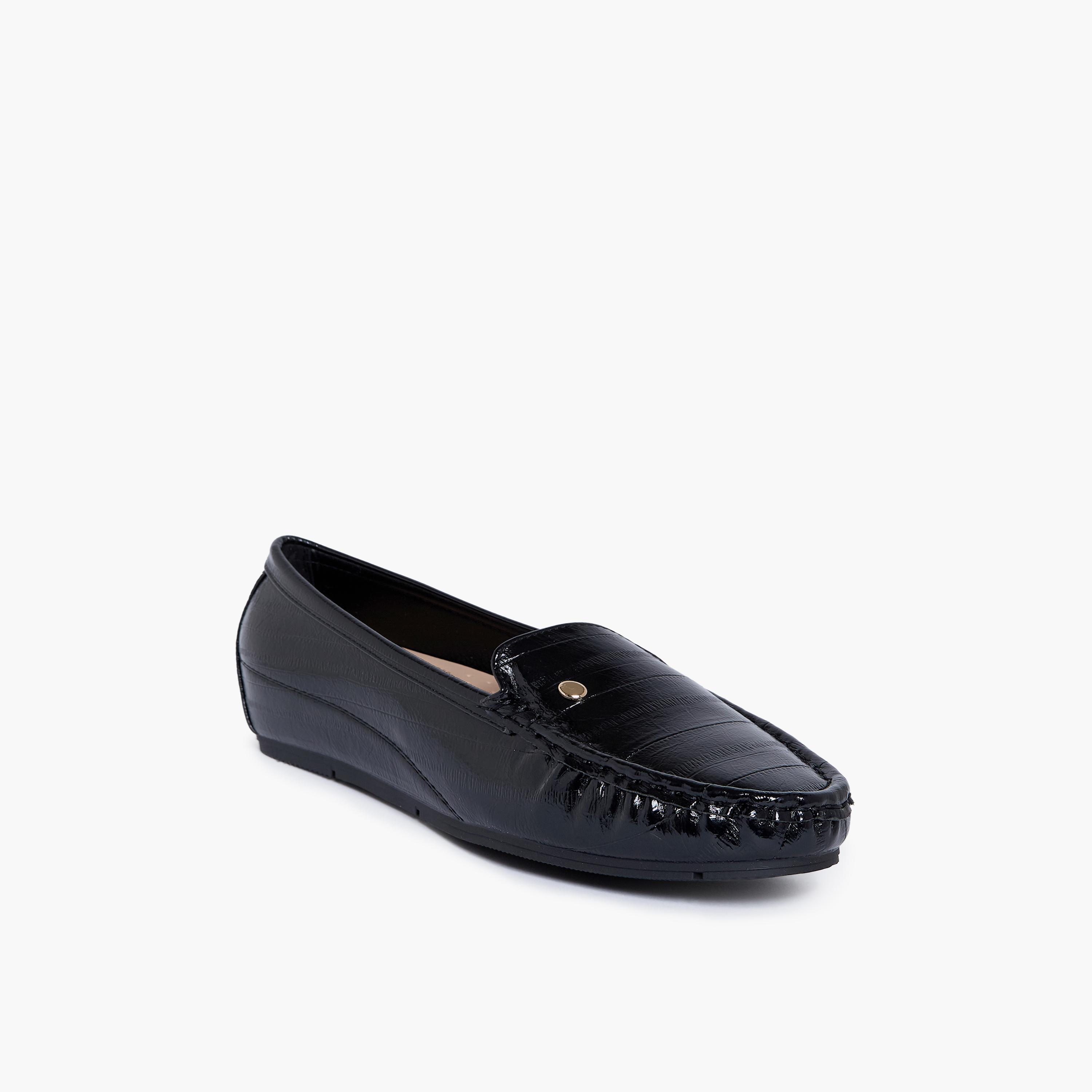 Geoomnii Women's Slip-On Kelly1 Wedge Loafers | J2501-390-BLACK-women-shoes-flats-loafers-image-1