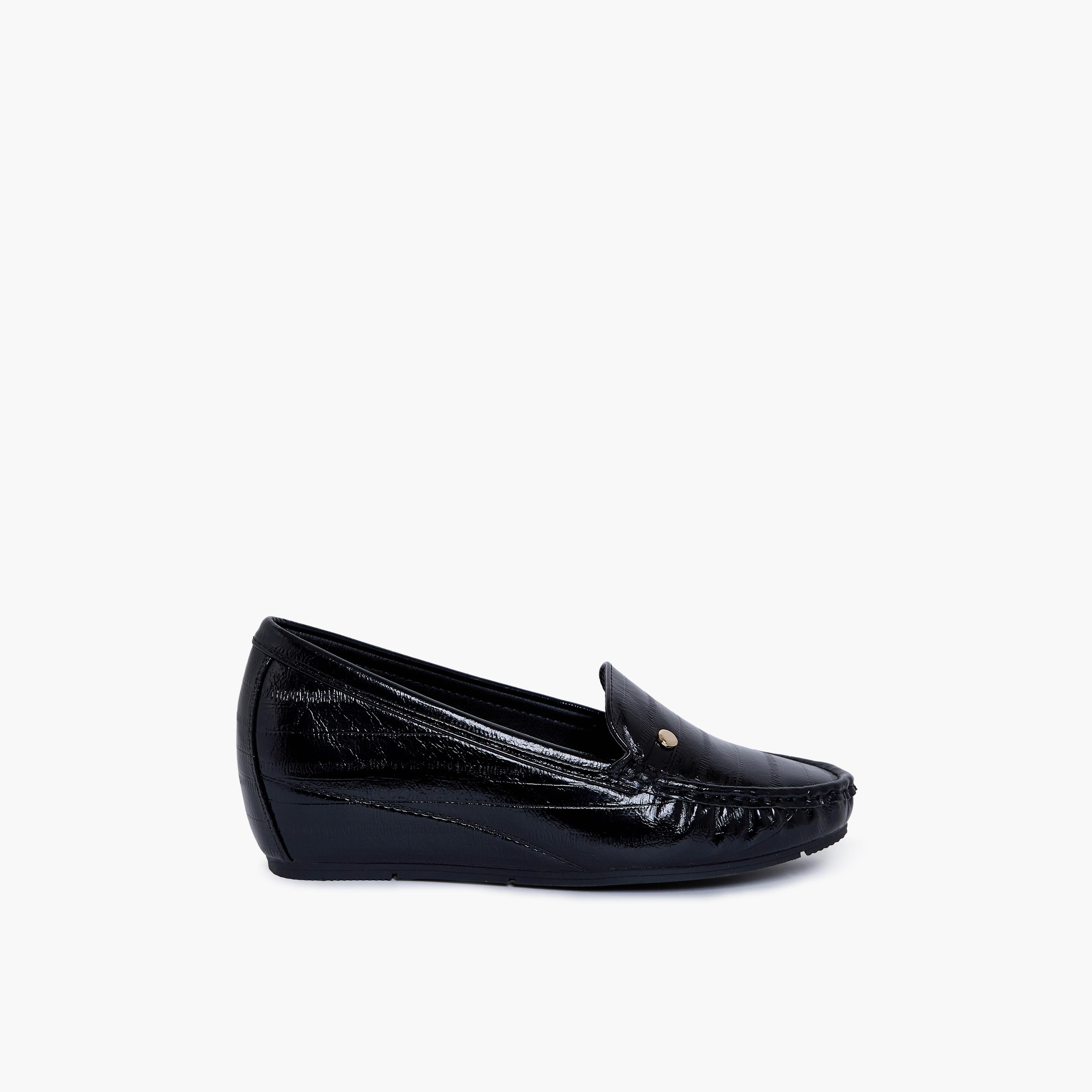 Geoomnii Women's Slip-On Kelly1 Wedge Loafers | J2501-390-BLACK-women-shoes-flats-loafers-image-4