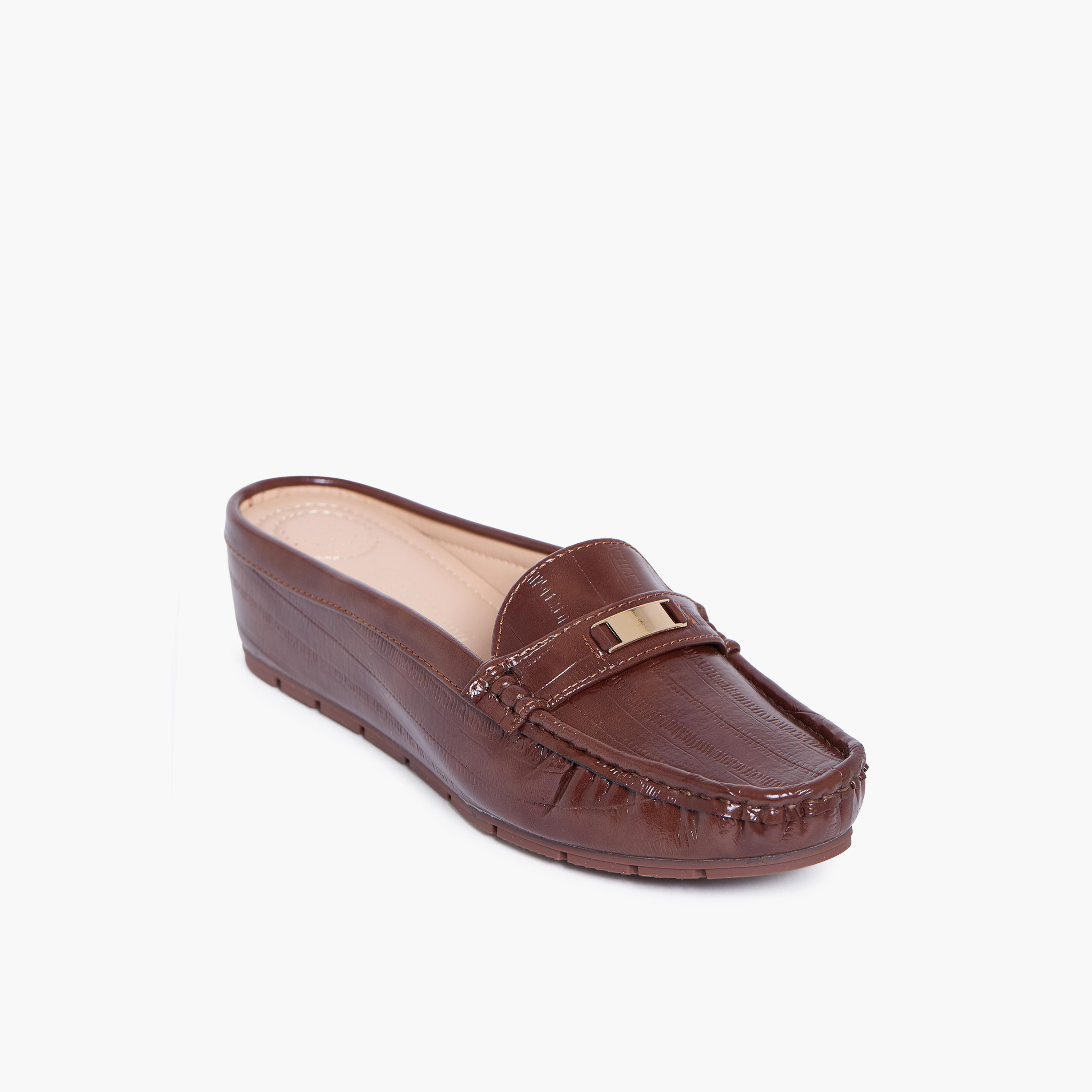 جيومني - حذاء كيارا1 سهل الارتداء نعل سميك للنساء | J2501-391-BROWN-women-shoes-flats-mules-image-1