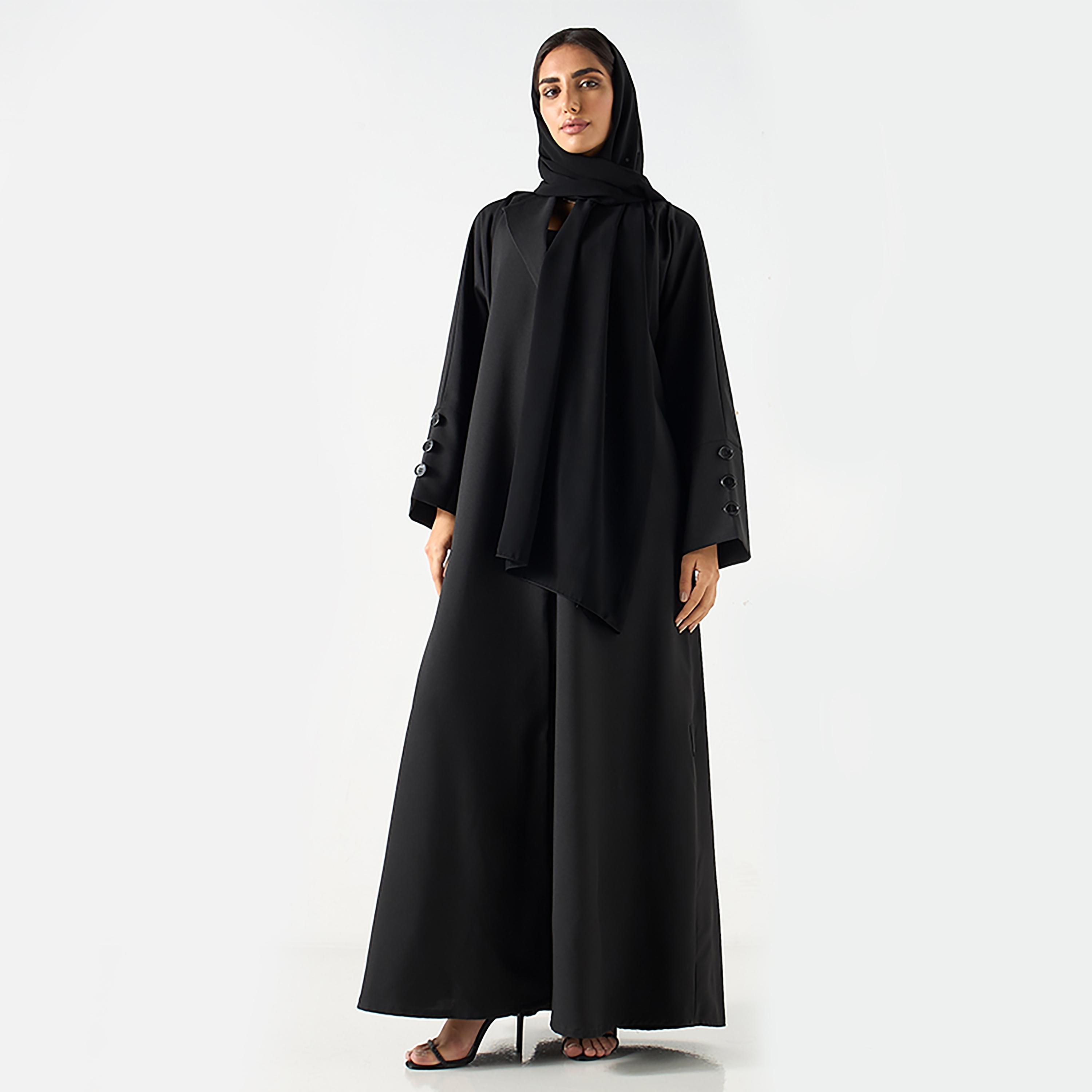 عباية نسائية باللون الأسود مع الحجاب من حديث المدينة-women-arabicclothing-abayas-image-1