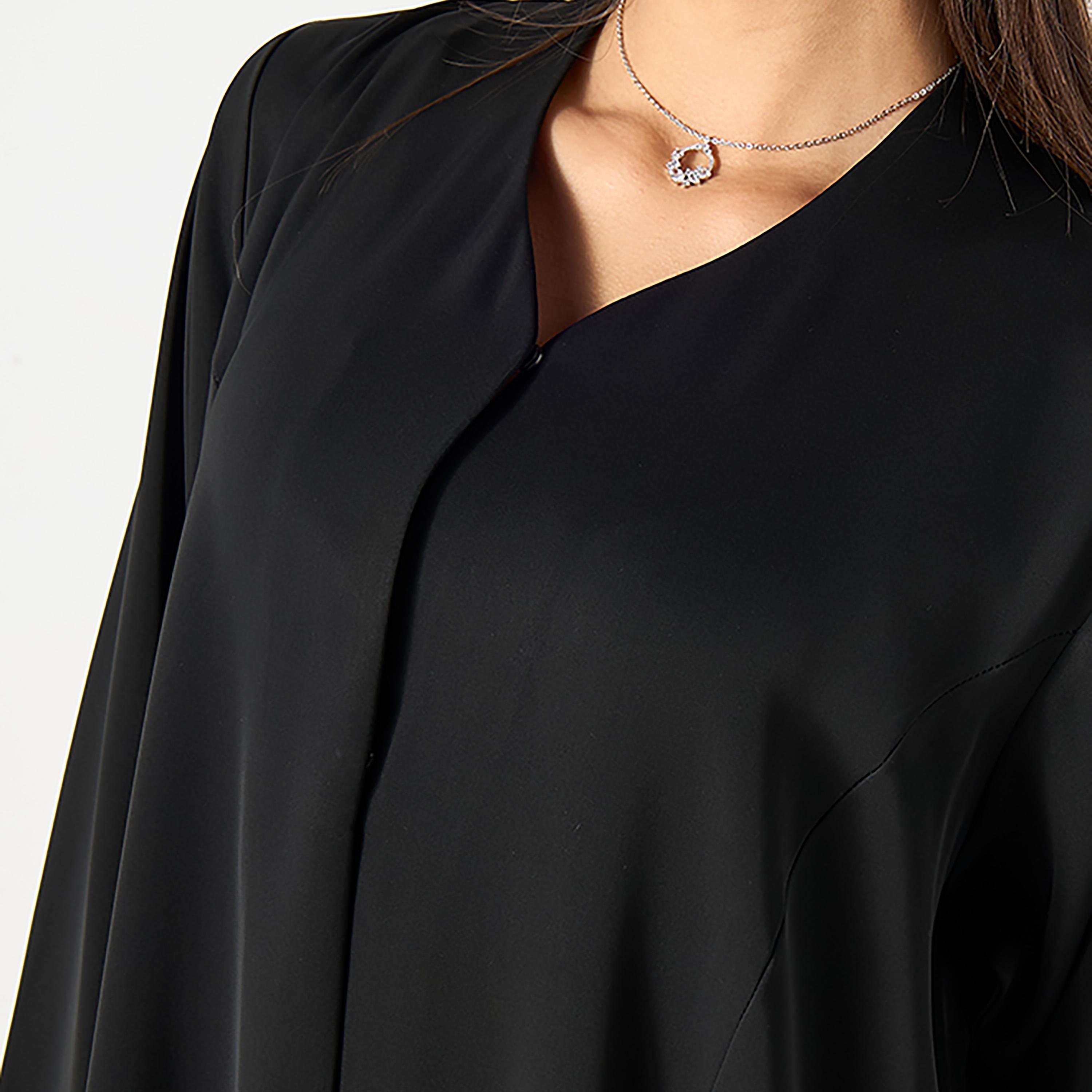Hadiyath Al Madinah Black Embroidered Nada Women's Abaya with Hijab-women-arabicclothing-abayas-image-2