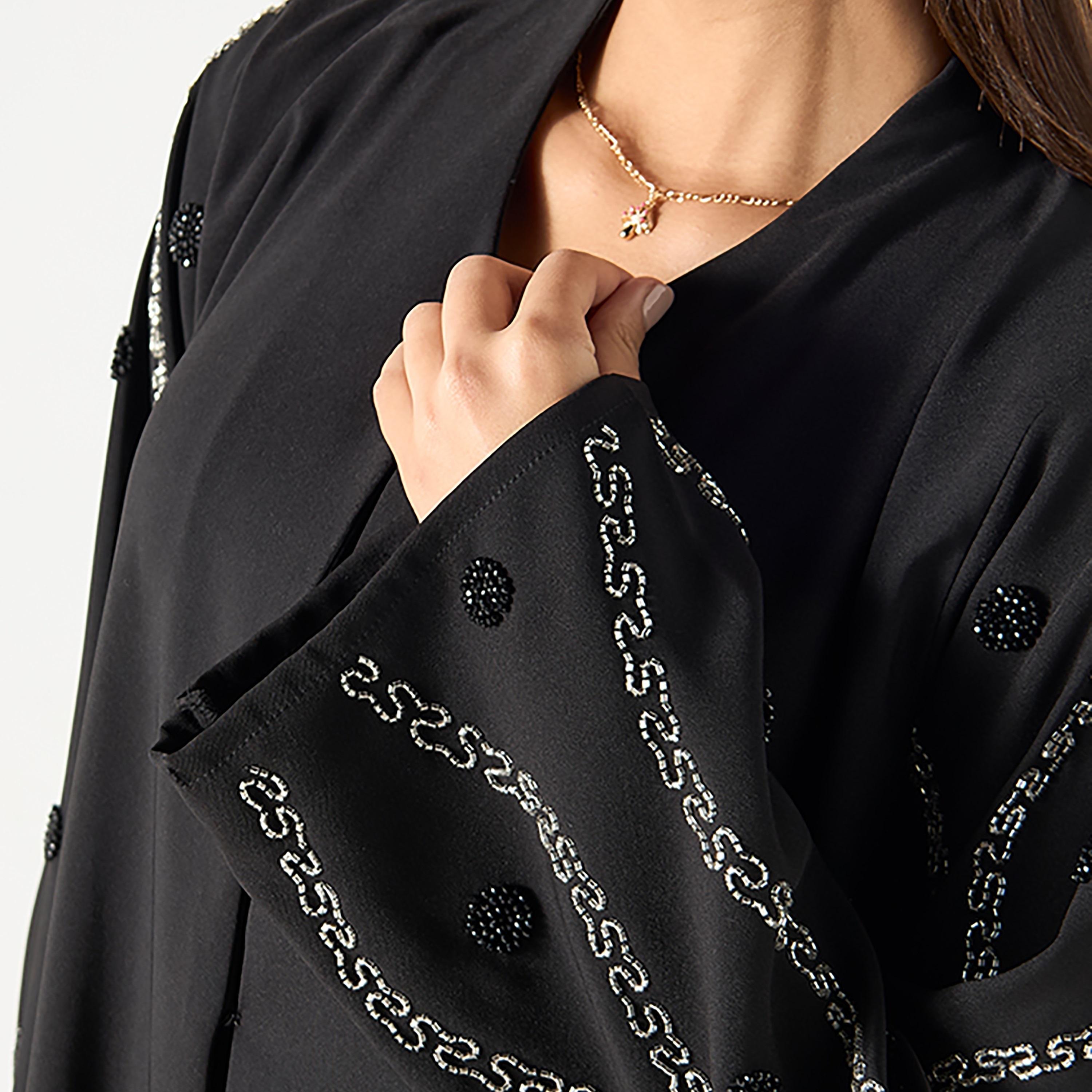 عباية ندى نسائية مع حجاب مطرزة باللون الأسود من حديث المدينة-women-arabicclothing-abayas-image-3