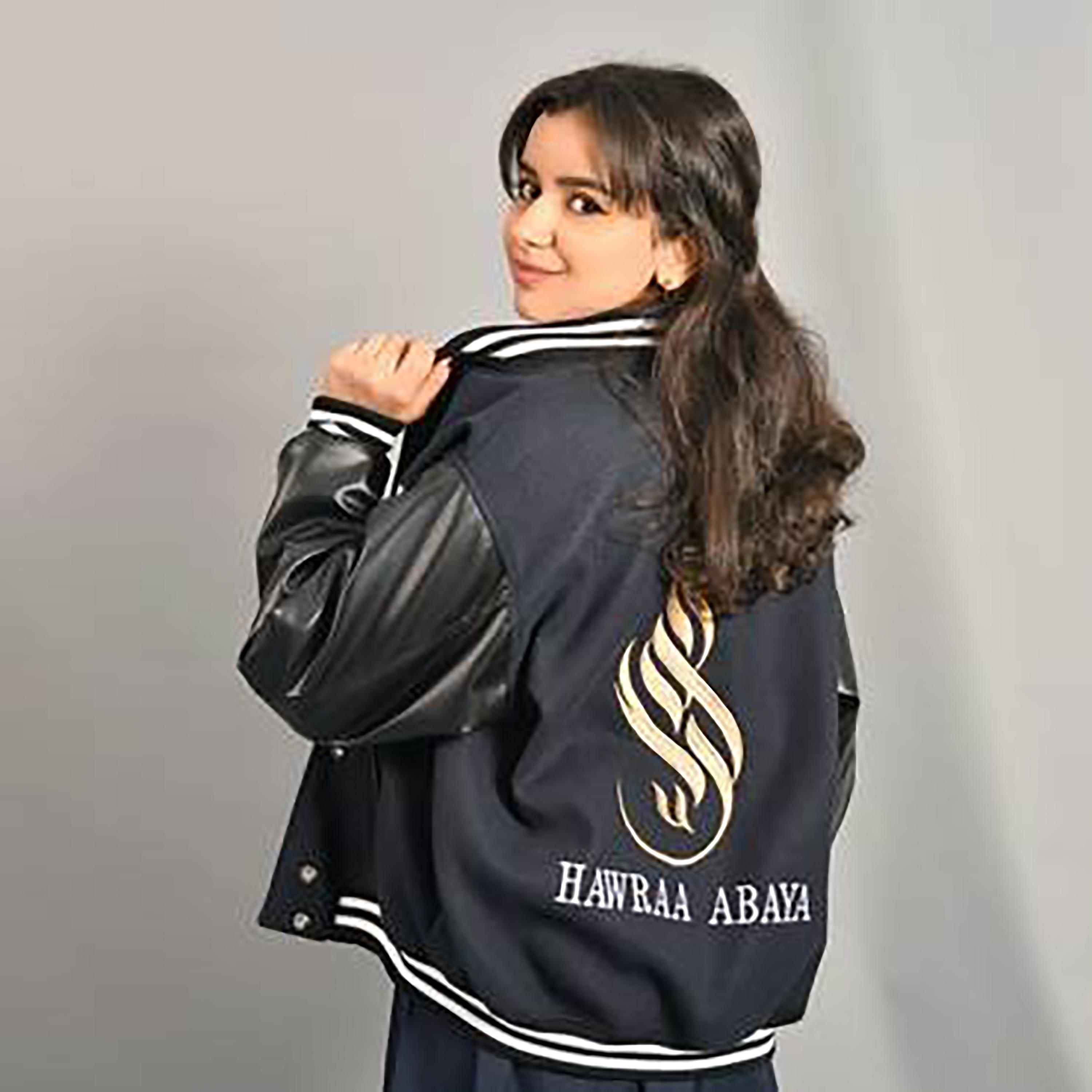 Hawraa Black Embroidered Linen Leather Sleeves Stand Collar Girls Graduation Jacket-girls-clothing-winterwear-jacketsandcoats-image-5