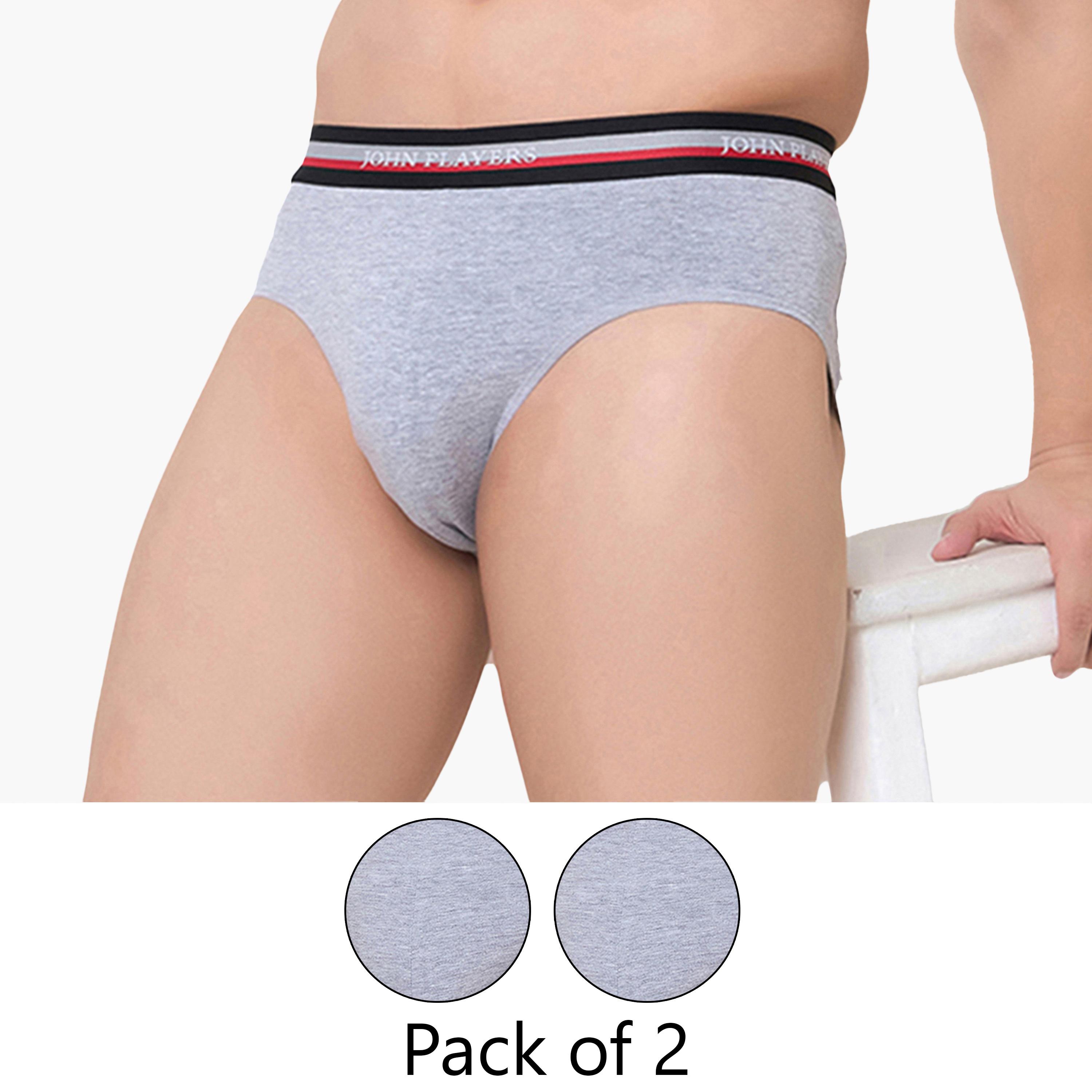 John Player Pack of 2 Heathered Men's Briefs-men-clothing-innerwear-underwear-image-1