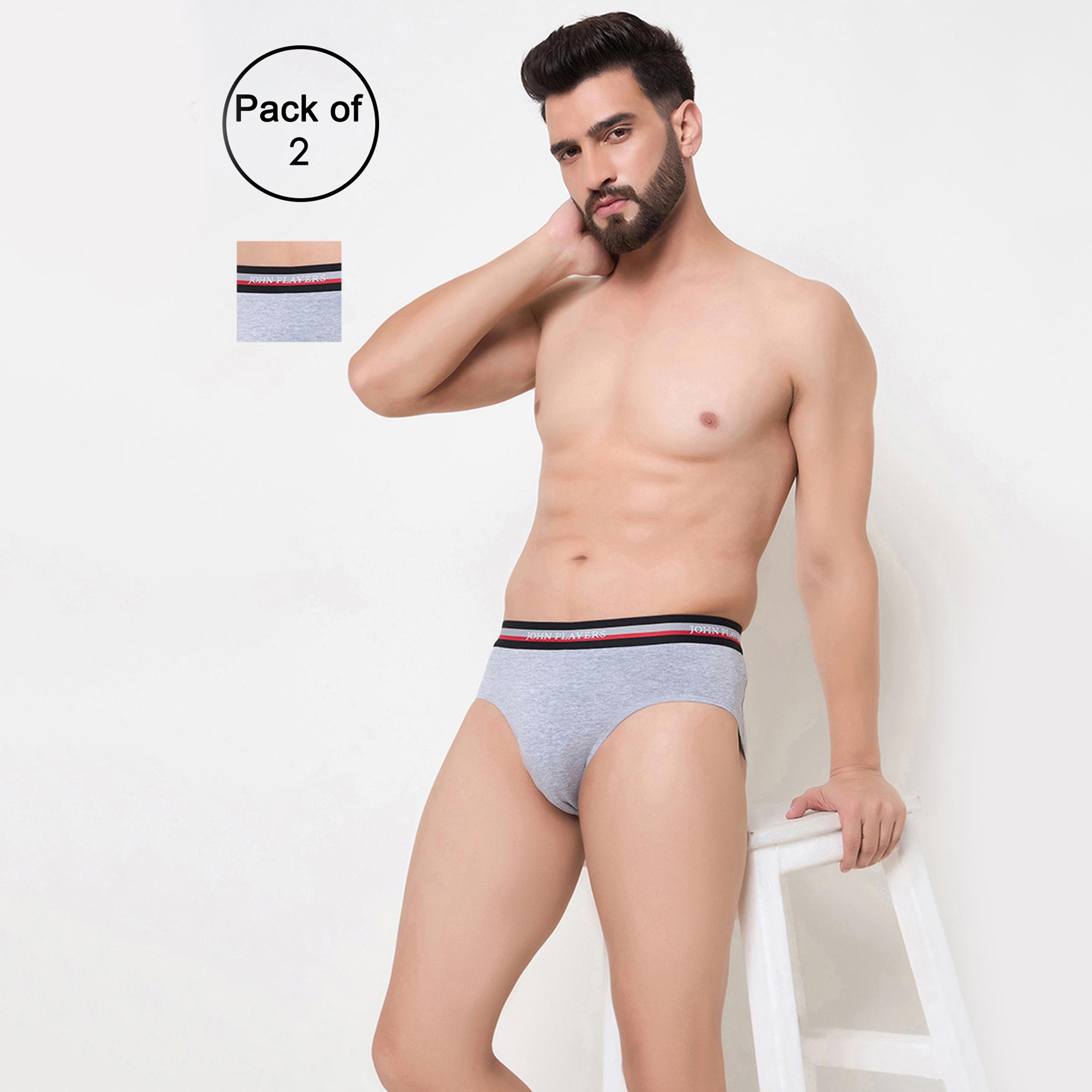 John Player Pack of 2 Heathered Men's Briefs-men-clothing-innerwear-underwear-image-5