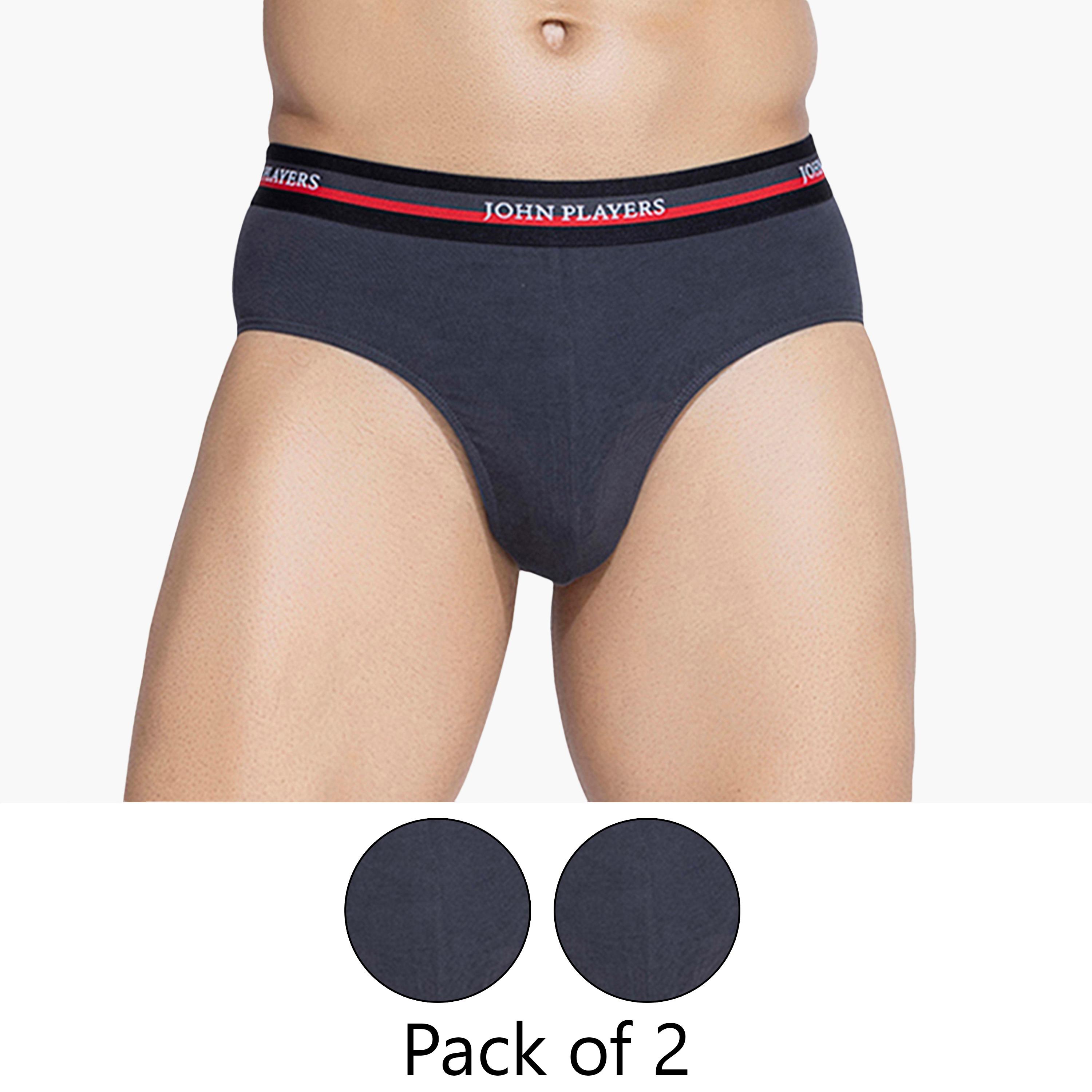 John Player Pack of 2 Brand Print Waistband Men's Briefs-men-clothing-innerwear-underwear-image-1