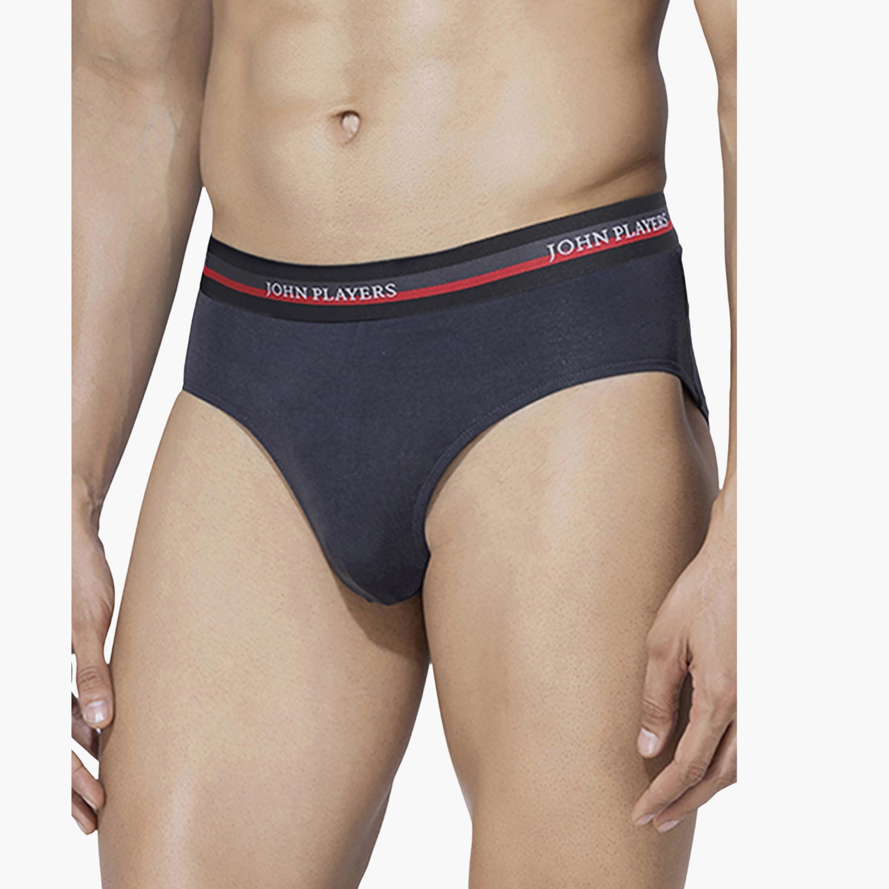 John Player Pack of 2 Brand Print Waistband Men's Briefs-men-clothing-innerwear-underwear-image-2