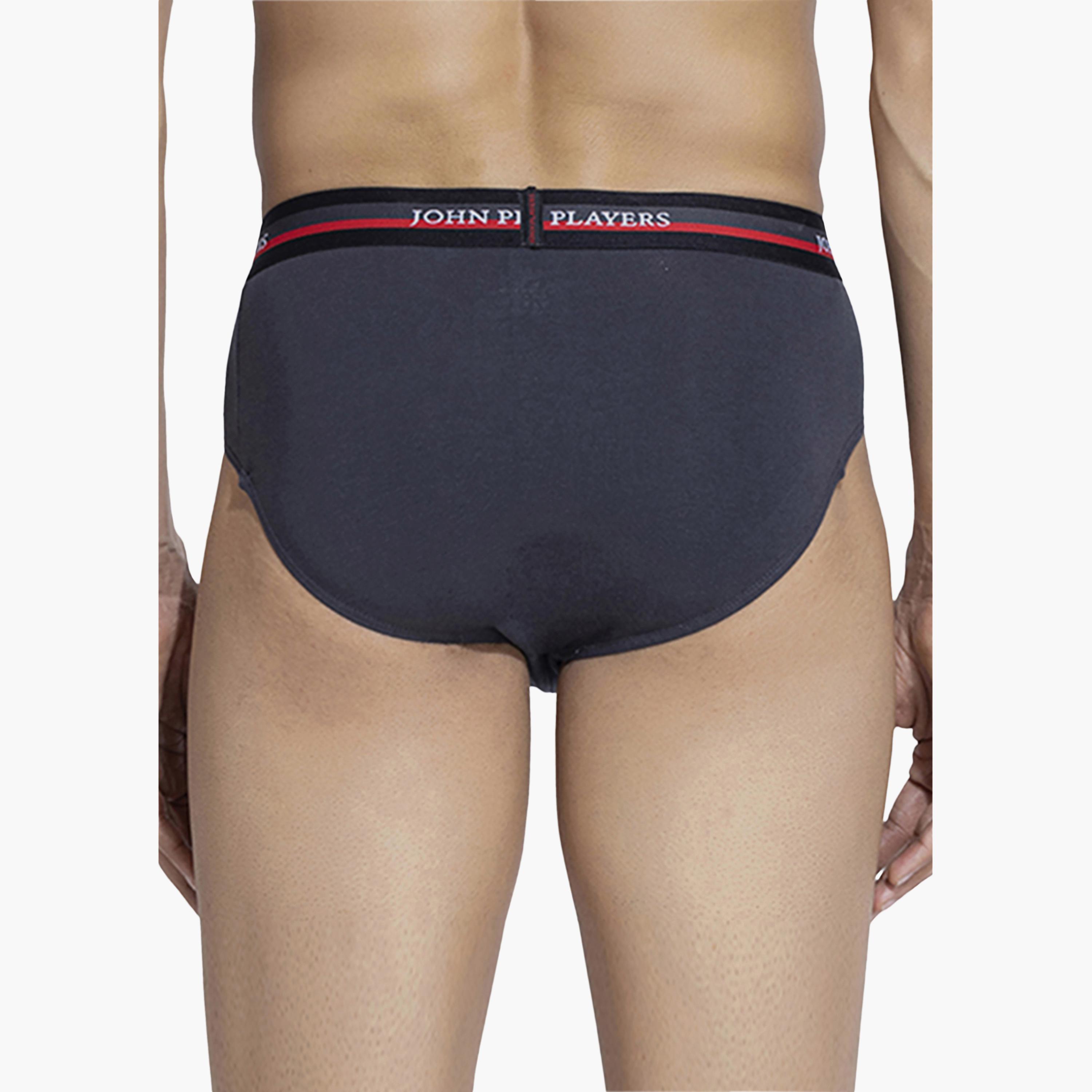 John Player Pack of 2 Brand Print Waistband Men's Briefs-men-clothing-innerwear-underwear-image-4