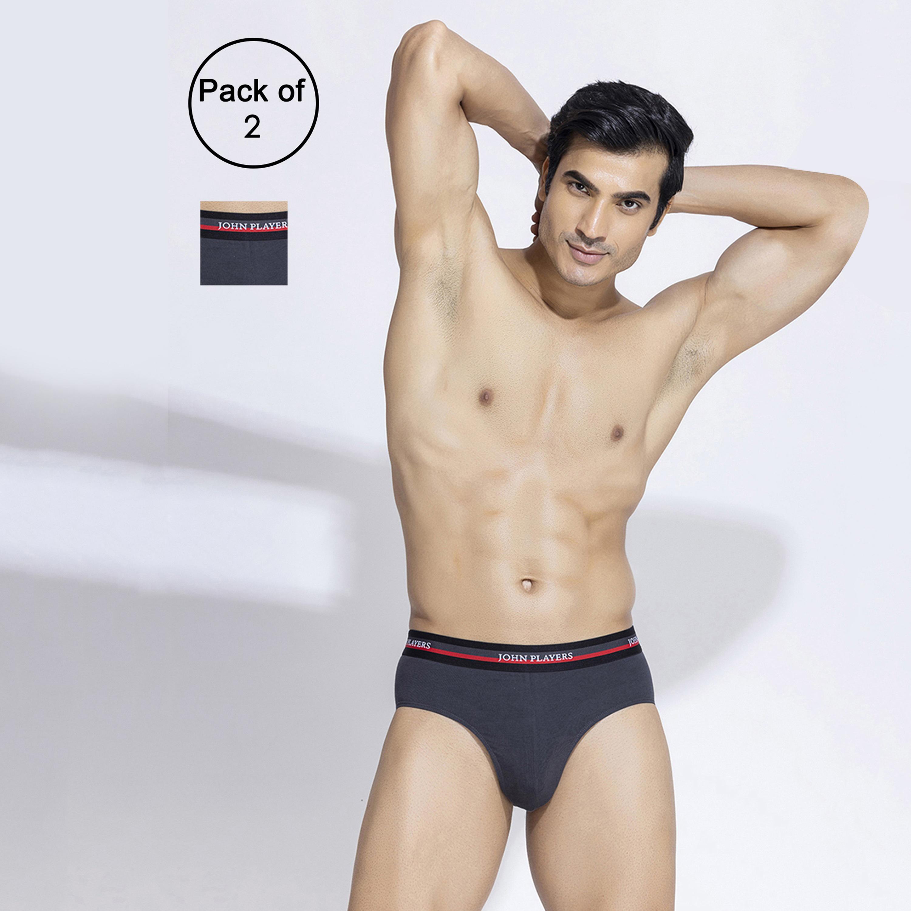 طقم قطعتين سراويل داخلية رجالية بخصر مطبوع بشعار الماركة من جون بلاير-men-clothing-innerwear-underwear-image-5