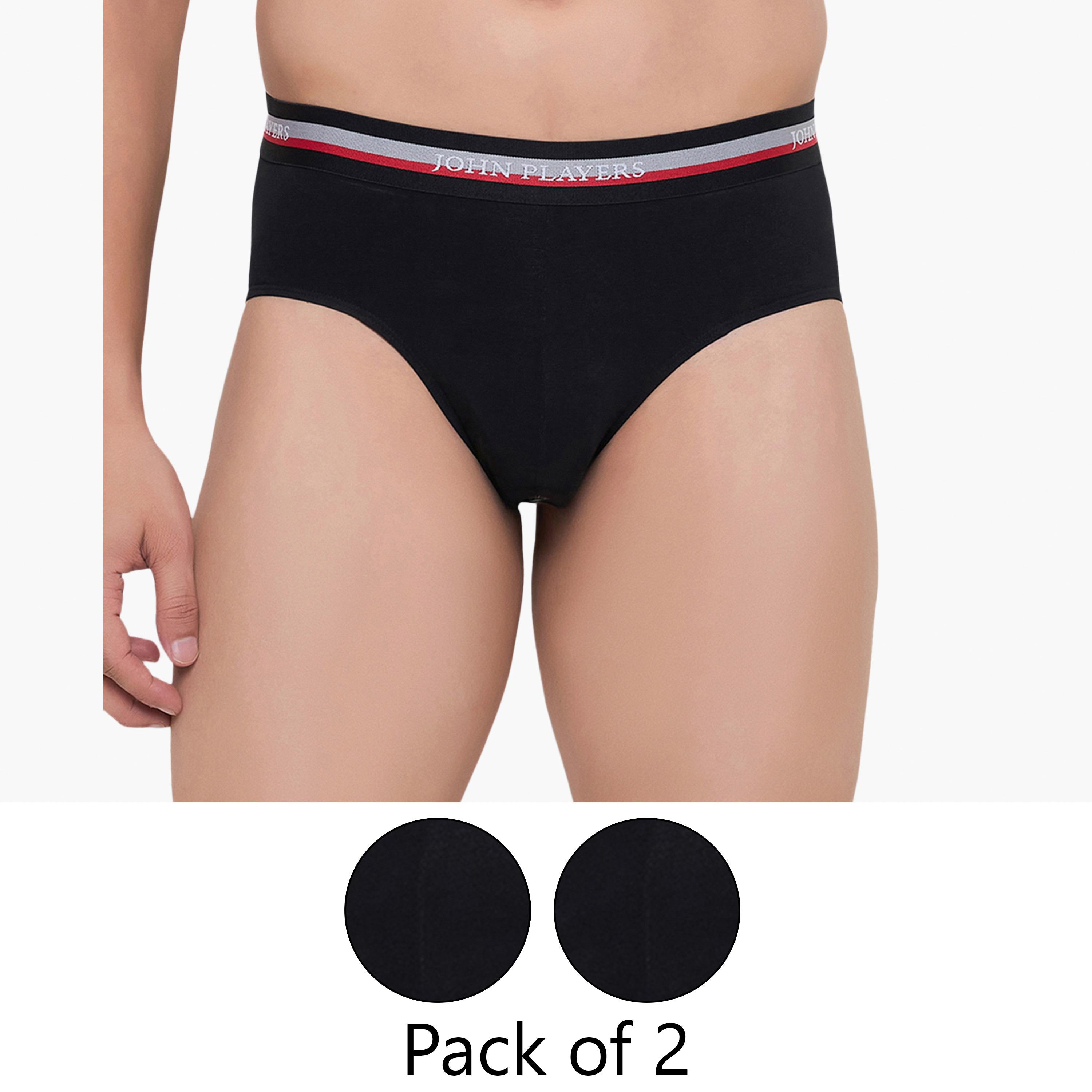 طقم قطعتين سراويل داخلية رجالية بخصر مطبوع بشعار الماركة من جون بلاير-men-clothing-innerwear-underwear-image-1
