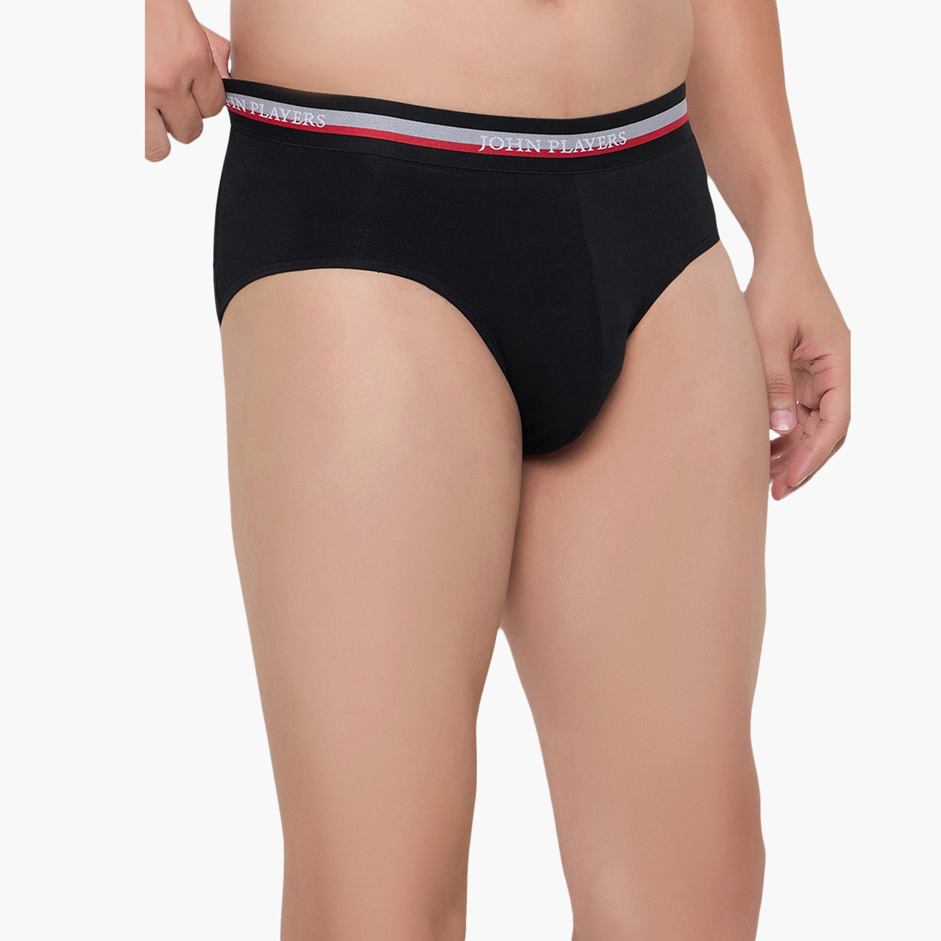 طقم قطعتين سراويل داخلية رجالية بخصر مطبوع بشعار الماركة من جون بلاير-men-clothing-innerwear-underwear-image-3