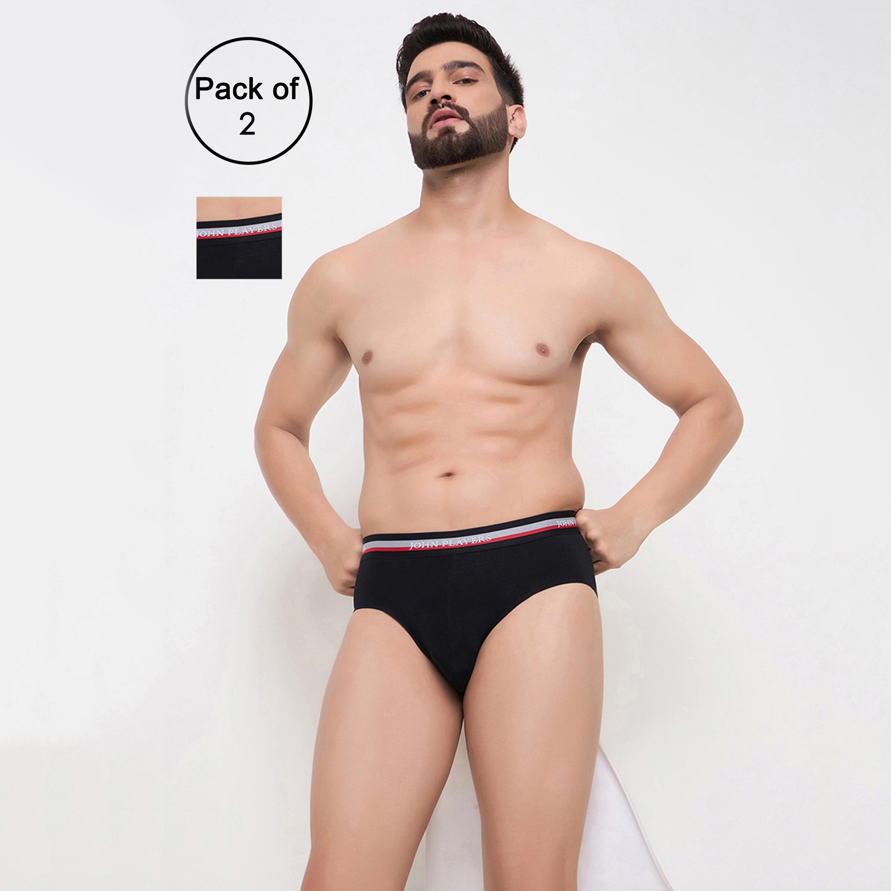 طقم قطعتين سراويل داخلية رجالية بخصر مطبوع بشعار الماركة من جون بلاير-men-clothing-innerwear-underwear-image-5