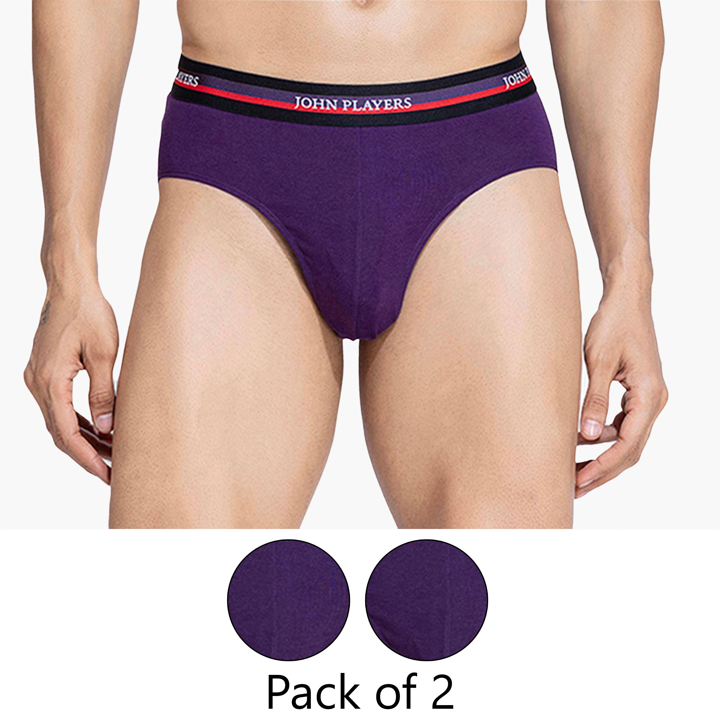 طقم قطعتين سراويل داخلية رجالية بخصر مطبوع بشعار الماركة من جون بلاير-men-clothing-innerwear-underwear-image-1