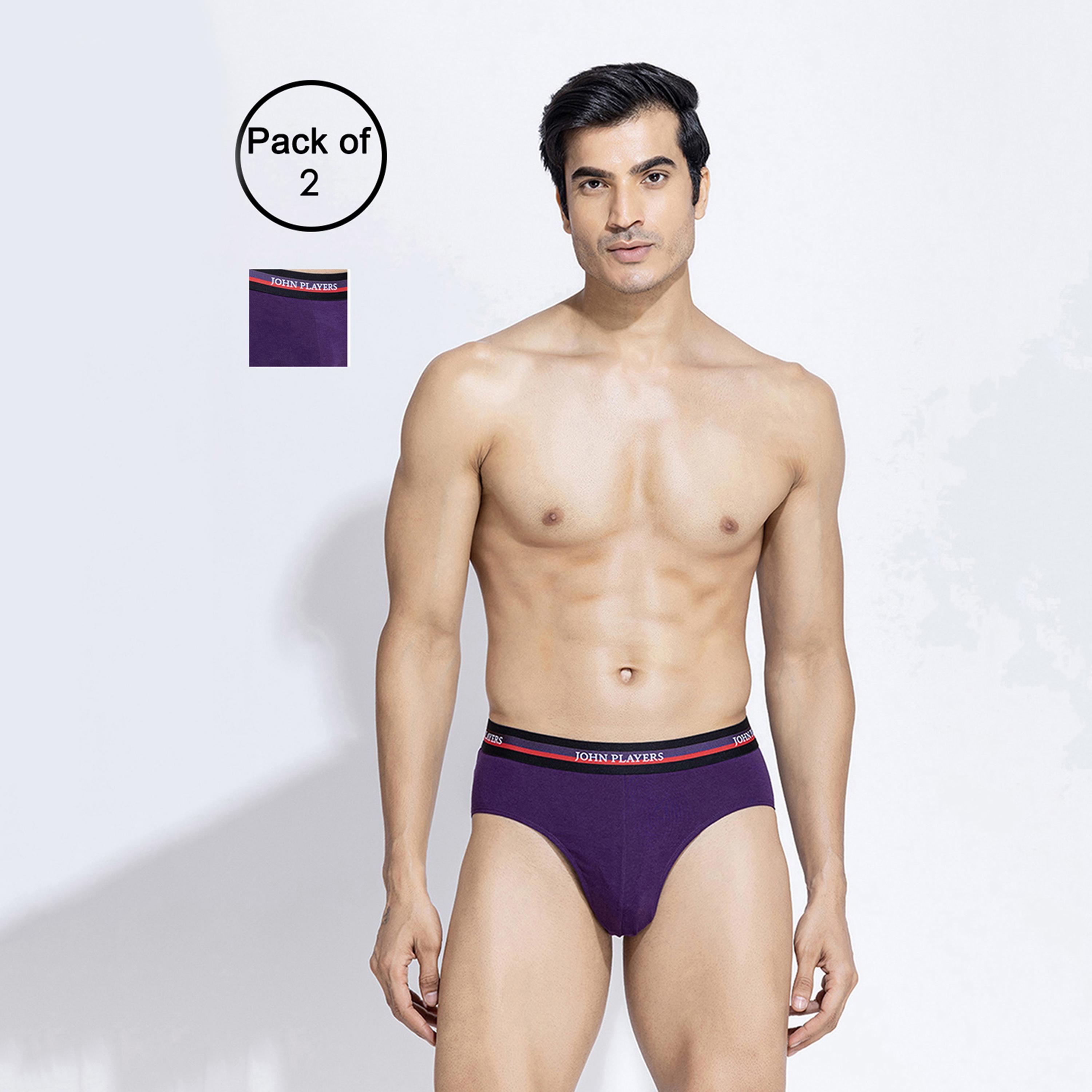 طقم قطعتين سراويل داخلية رجالية بخصر مطبوع بشعار الماركة من جون بلاير-men-clothing-innerwear-underwear-image-5