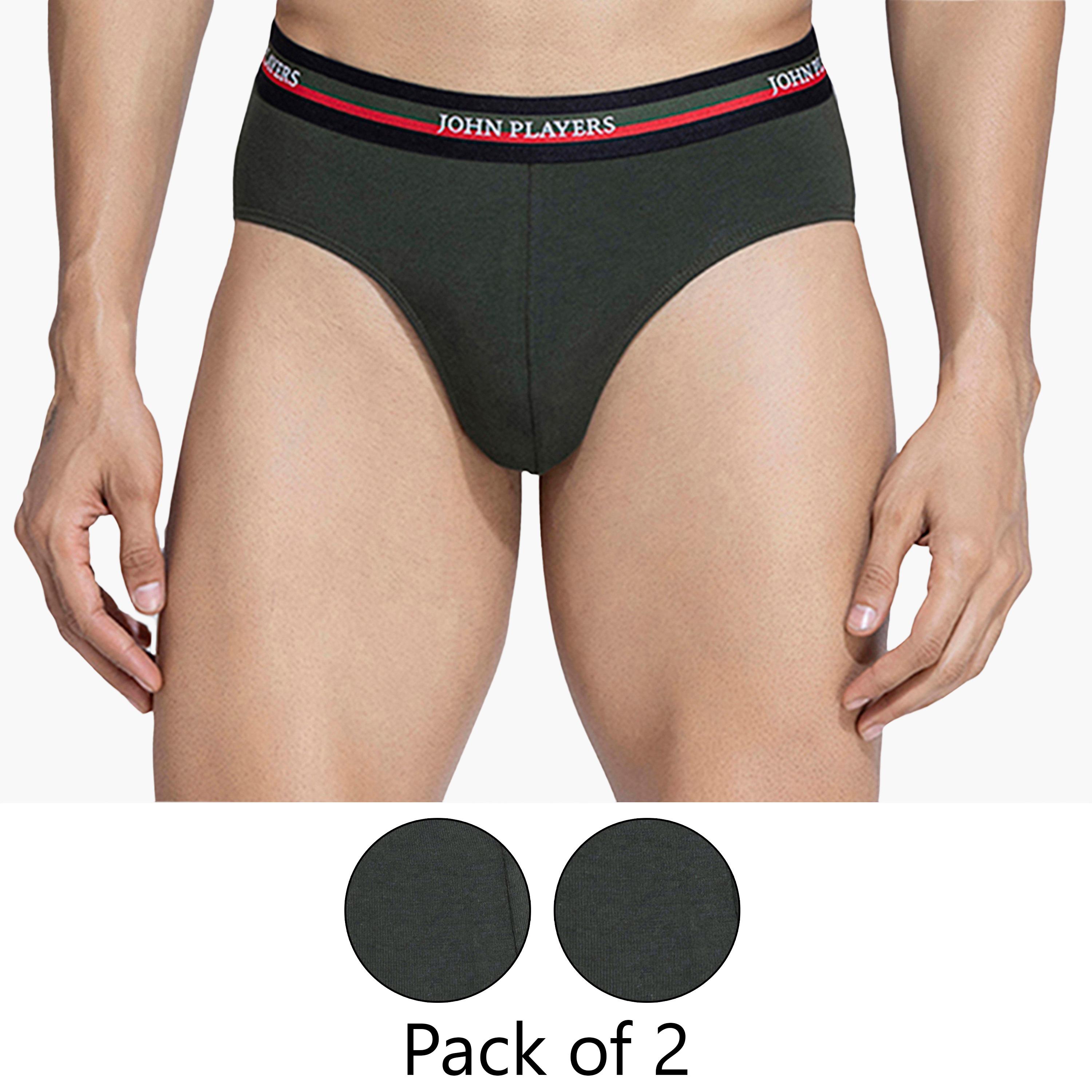 John Player Pack of 2 Brand Print Waistband Men's Briefs-men-clothing-innerwear-underwear-image-1