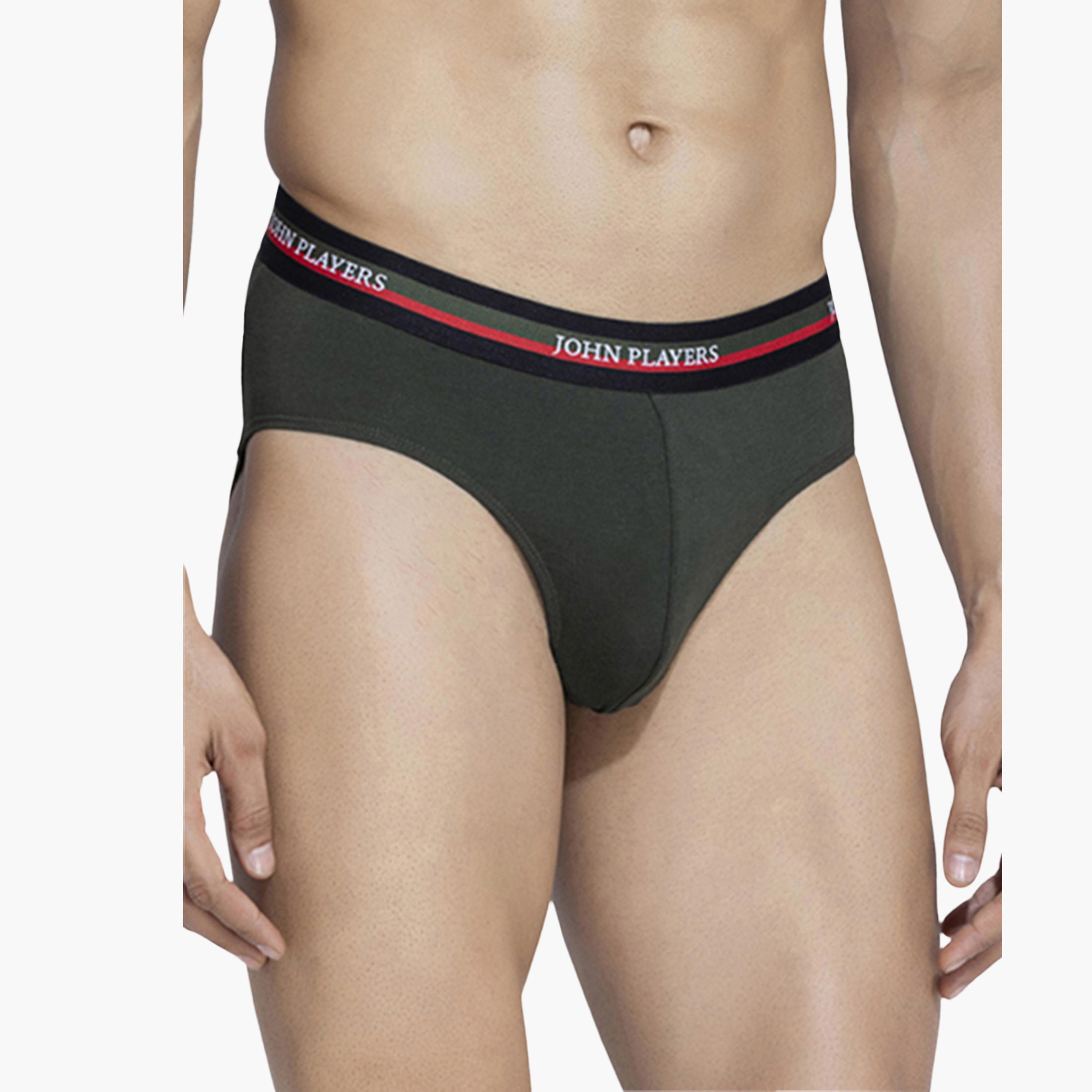John Player Pack of 2 Brand Print Waistband Men's Briefs-men-clothing-innerwear-underwear-image-3