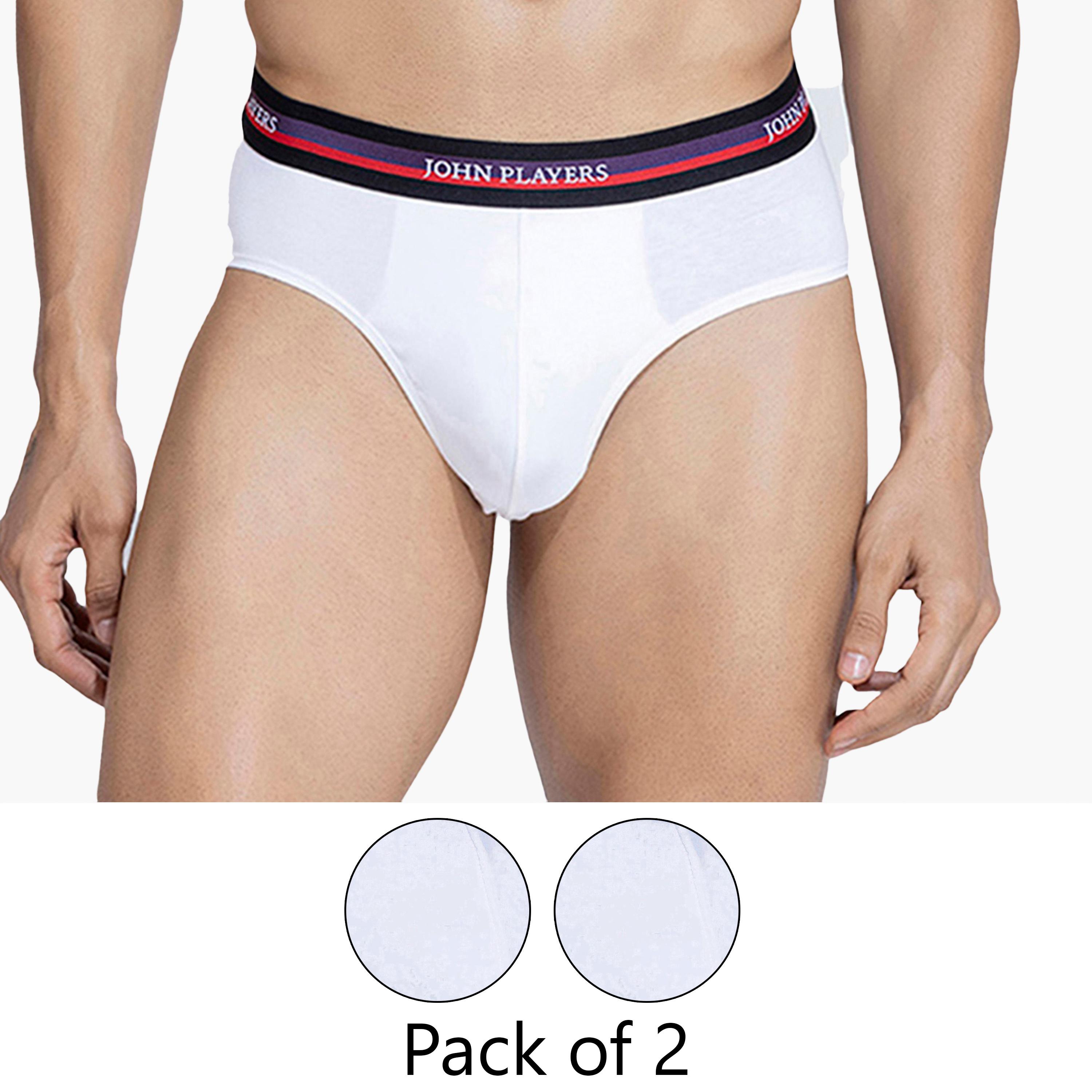 طقم قطعتين سراويل داخلية رجالية بخصر مطبوع بشعار الماركة من جون بلاير-men-clothing-innerwear-underwear-image-1