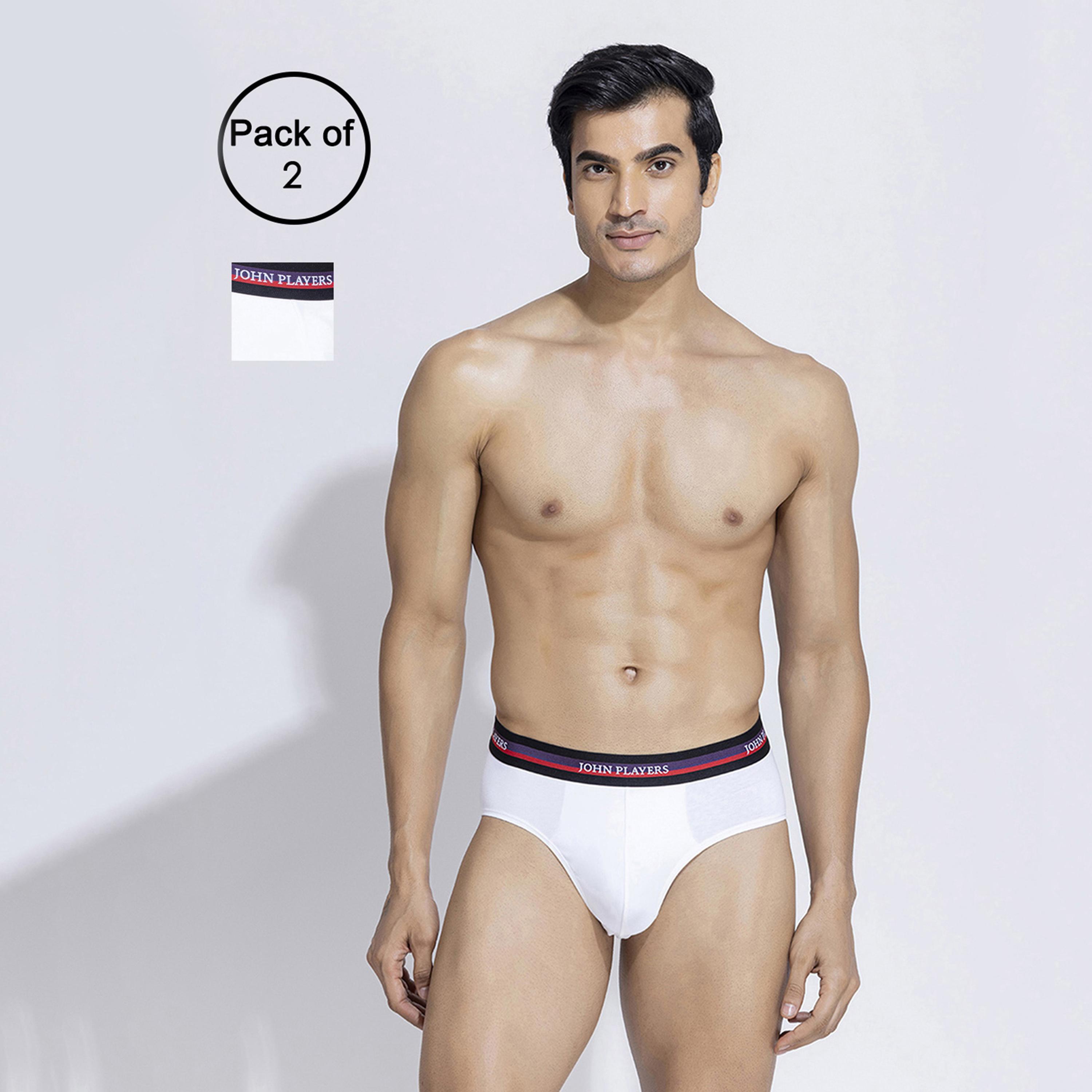 طقم قطعتين سراويل داخلية رجالية بخصر مطبوع بشعار الماركة من جون بلاير-men-clothing-innerwear-underwear-image-5
