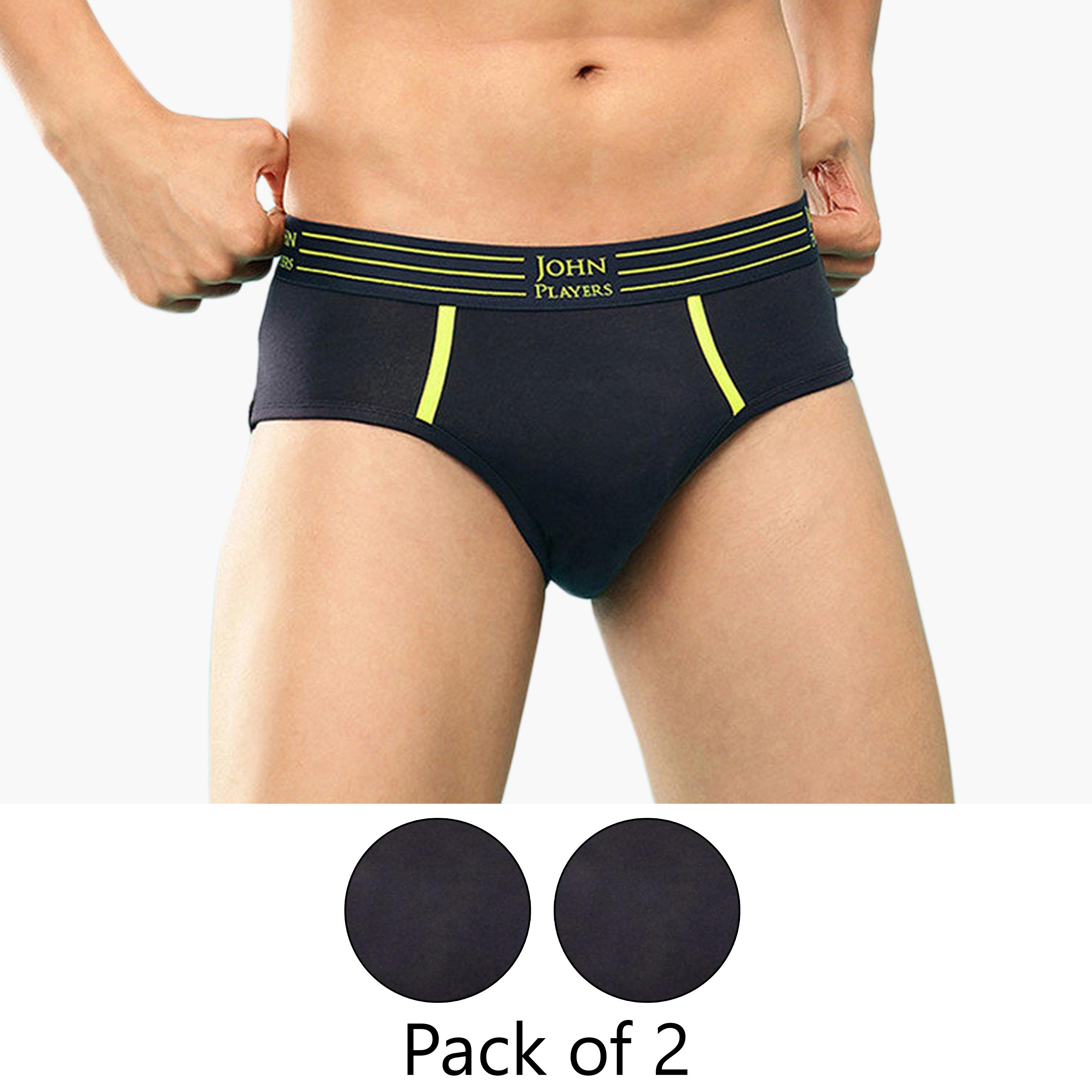 John Player Pack of 2 Brand Print Waistband Men's Briefs-men-clothing-innerwear-underwear-image-1