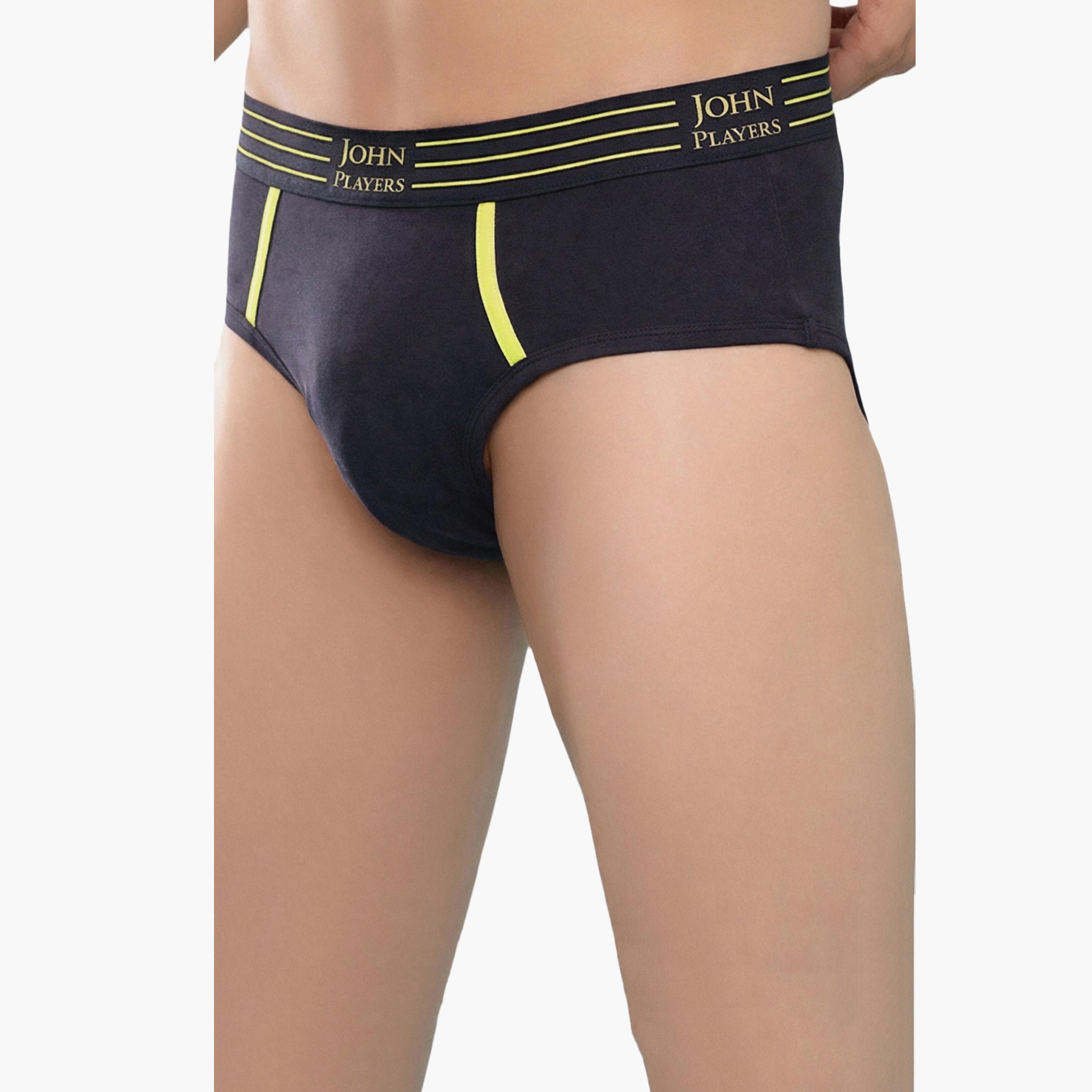 John Player Pack of 2 Brand Print Waistband Men's Briefs-men-clothing-innerwear-underwear-image-2
