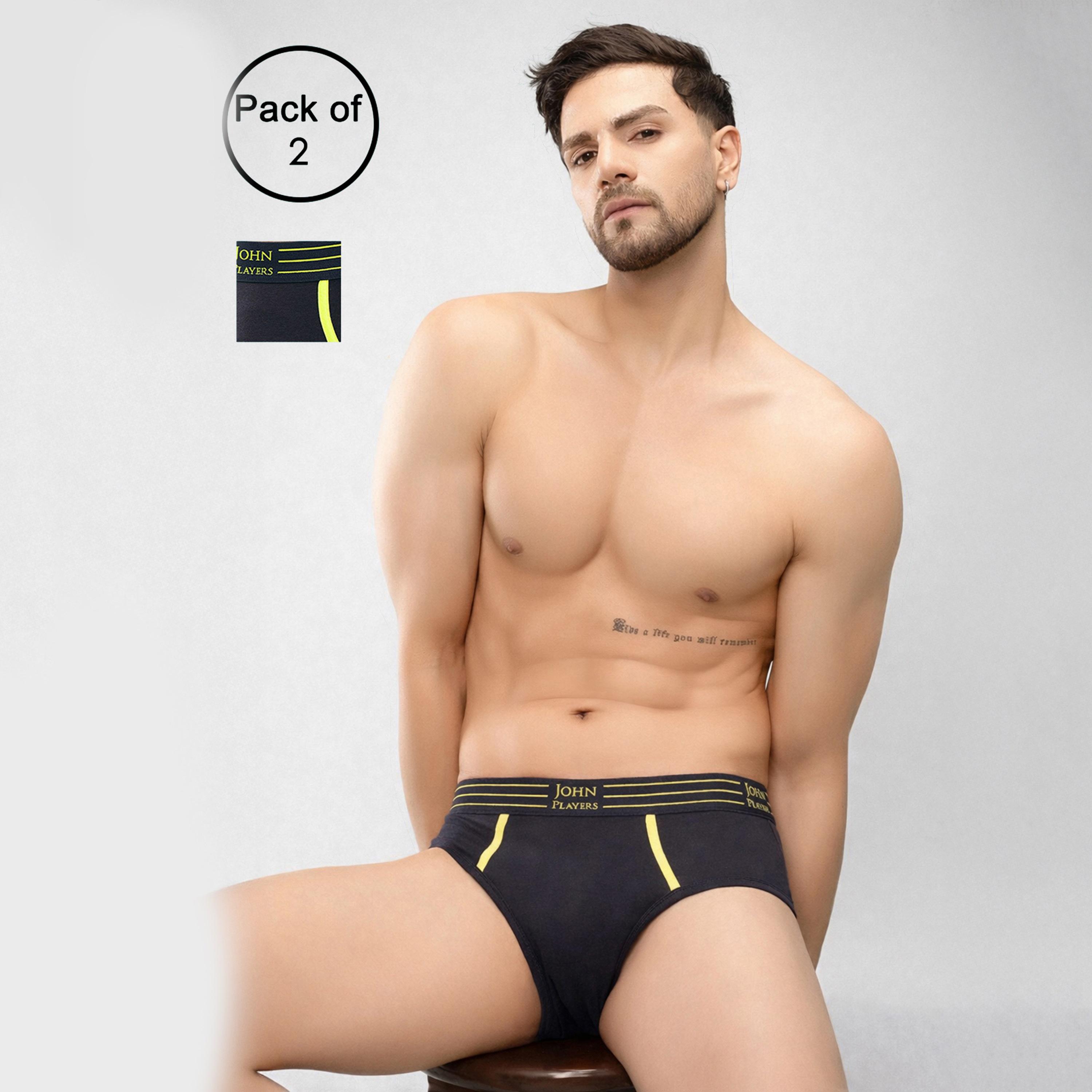 John Player Pack of 2 Brand Print Waistband Men's Briefs-men-clothing-innerwear-underwear-image-4