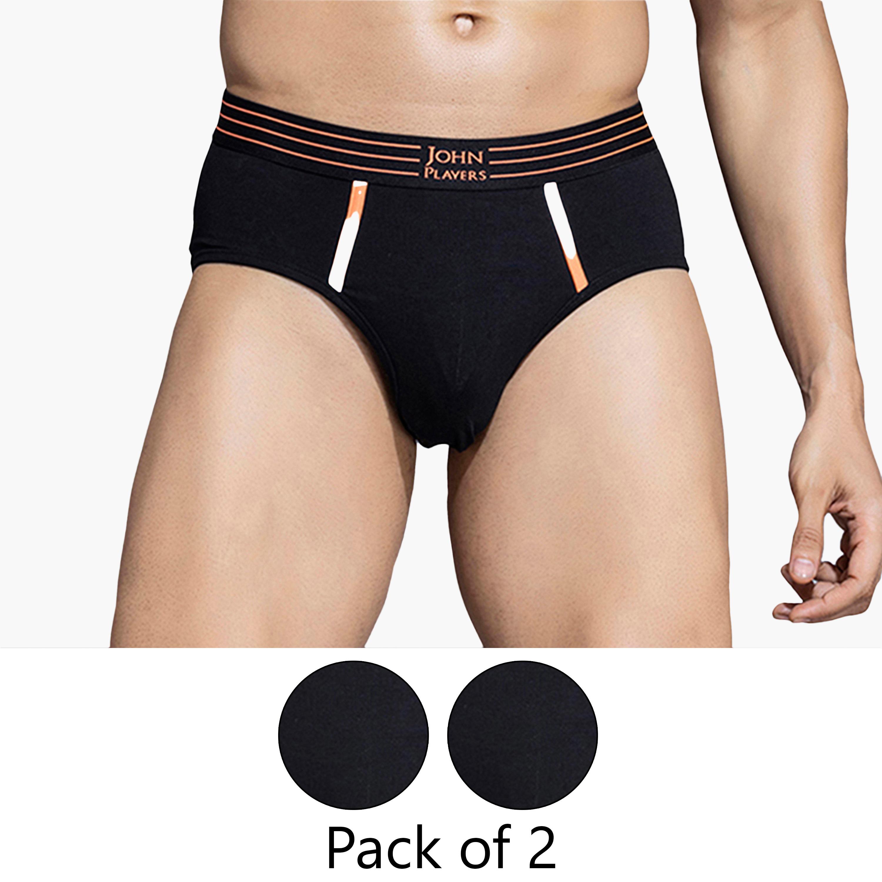 John Player Pack of 2 Brand Print Waistband Men's Briefs-men-clothing-innerwear-underwear-image-1
