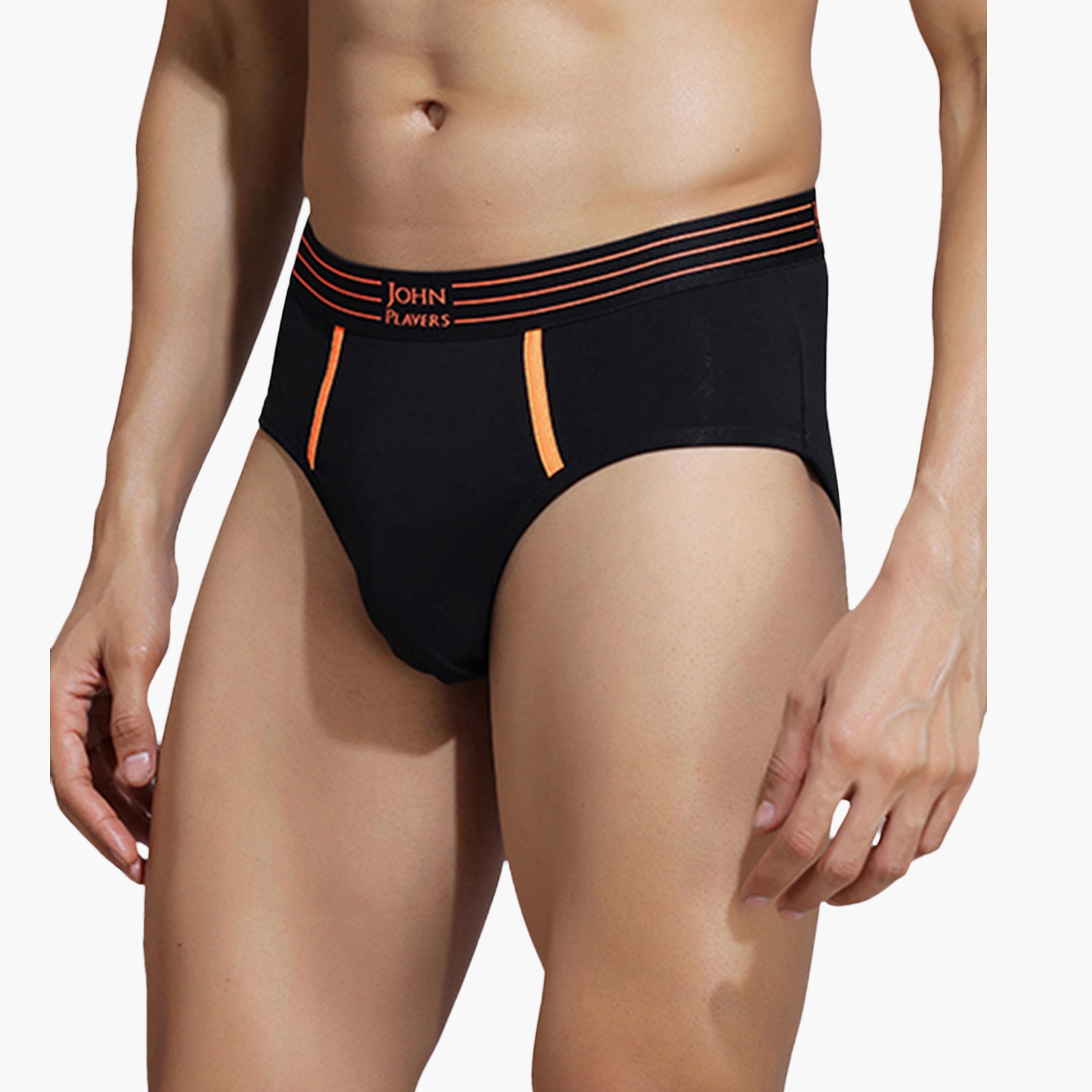 John Player Pack of 2 Brand Print Waistband Men's Briefs-men-clothing-innerwear-underwear-image-2