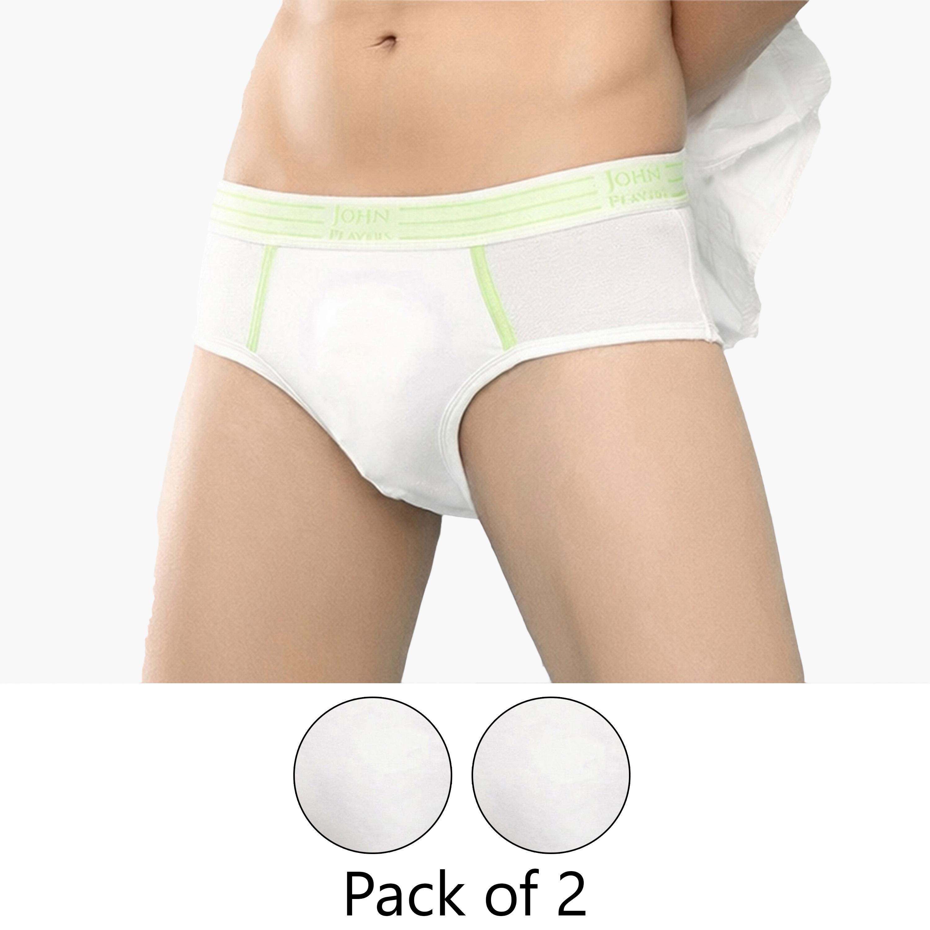 طقم قطعتين سراويل داخلية رجالية بخصر مطبوع بشعار الماركة من جون بلاير-men-clothing-innerwear-underwear-image-1