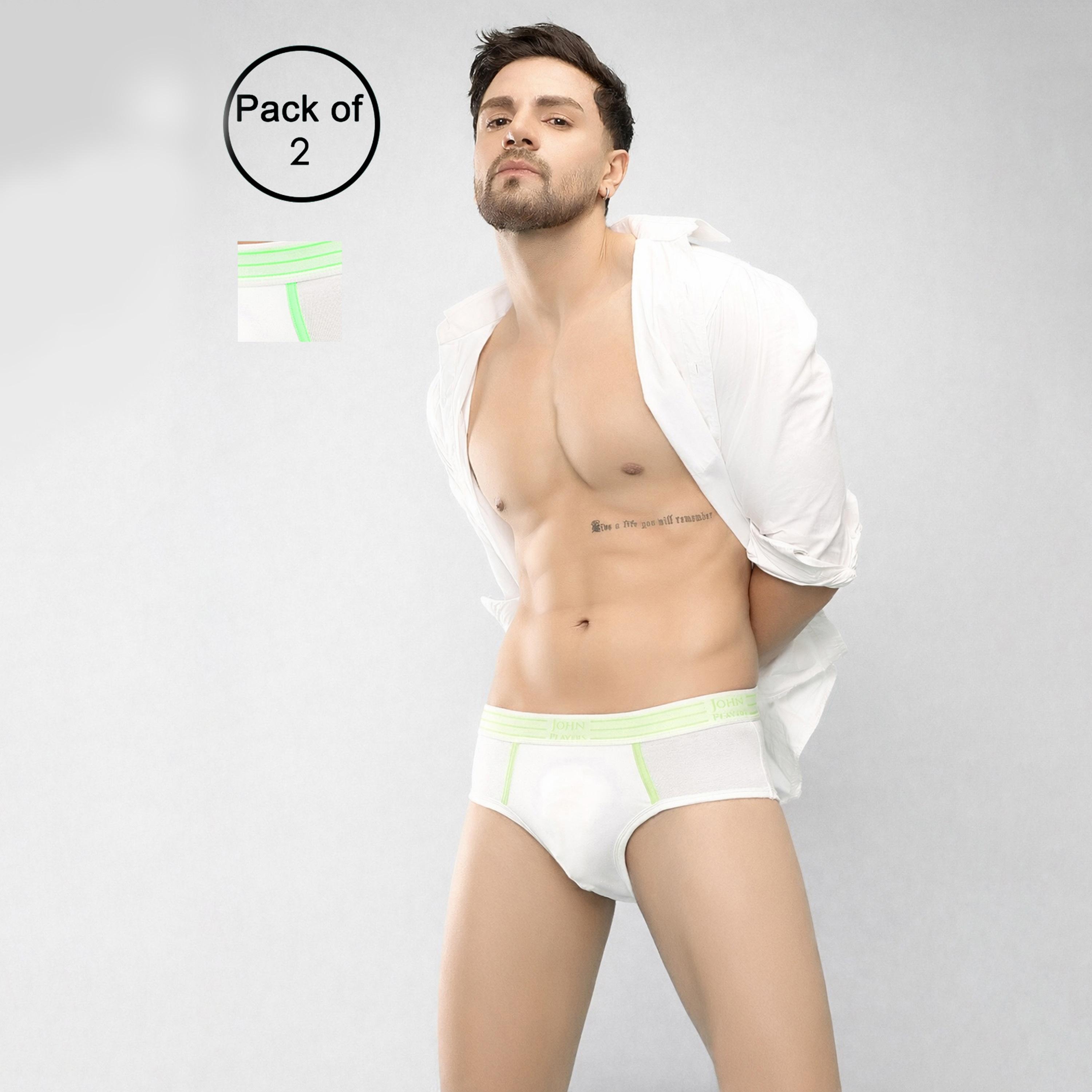 طقم قطعتين سراويل داخلية رجالية بخصر مطبوع بشعار الماركة من جون بلاير-men-clothing-innerwear-underwear-image-4