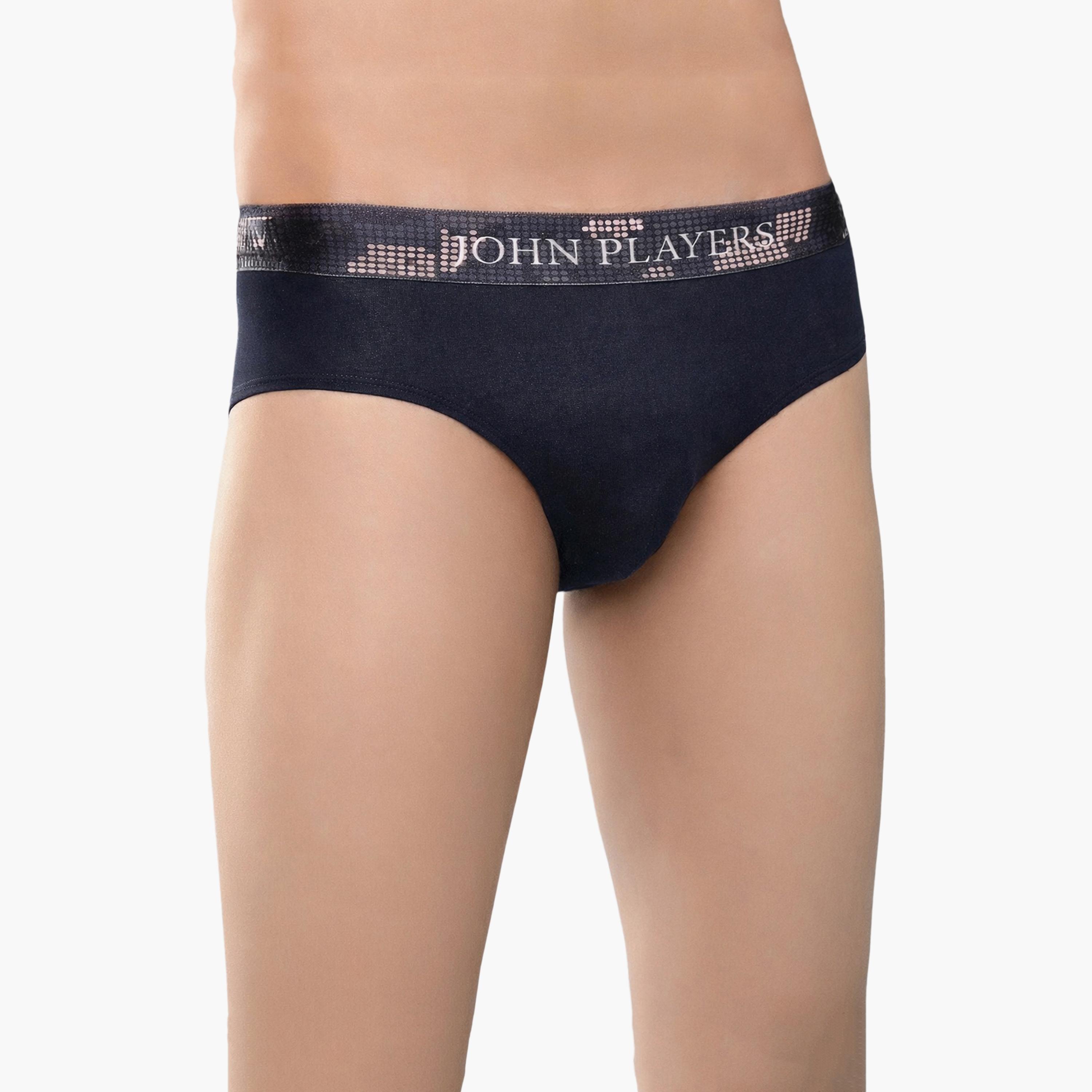 John Player Pack of 2 Brand Print Waistband Men's Briefs-men-clothing-innerwear-underwear-image-2