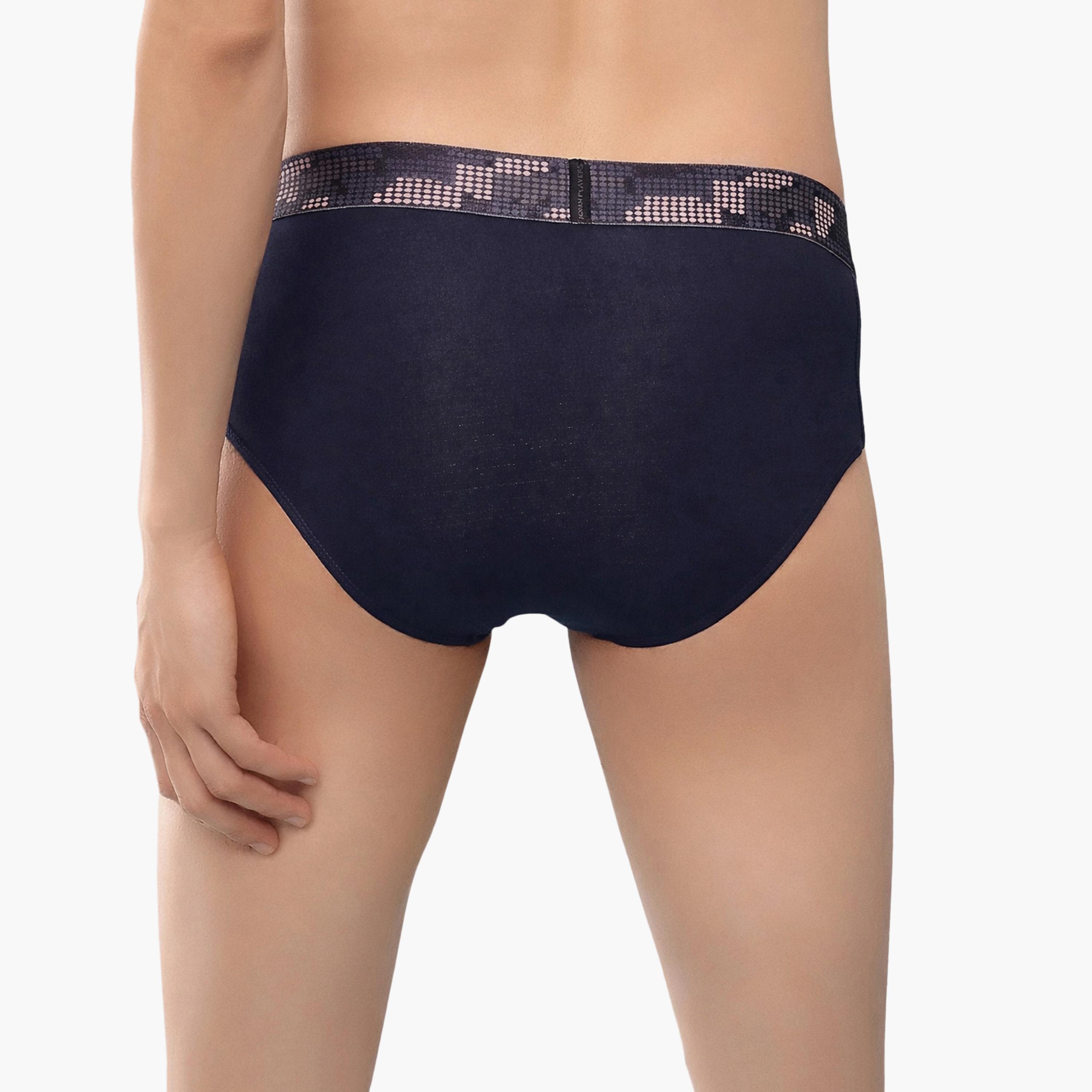 John Player Pack of 2 Brand Print Waistband Men's Briefs-men-clothing-innerwear-underwear-image-3