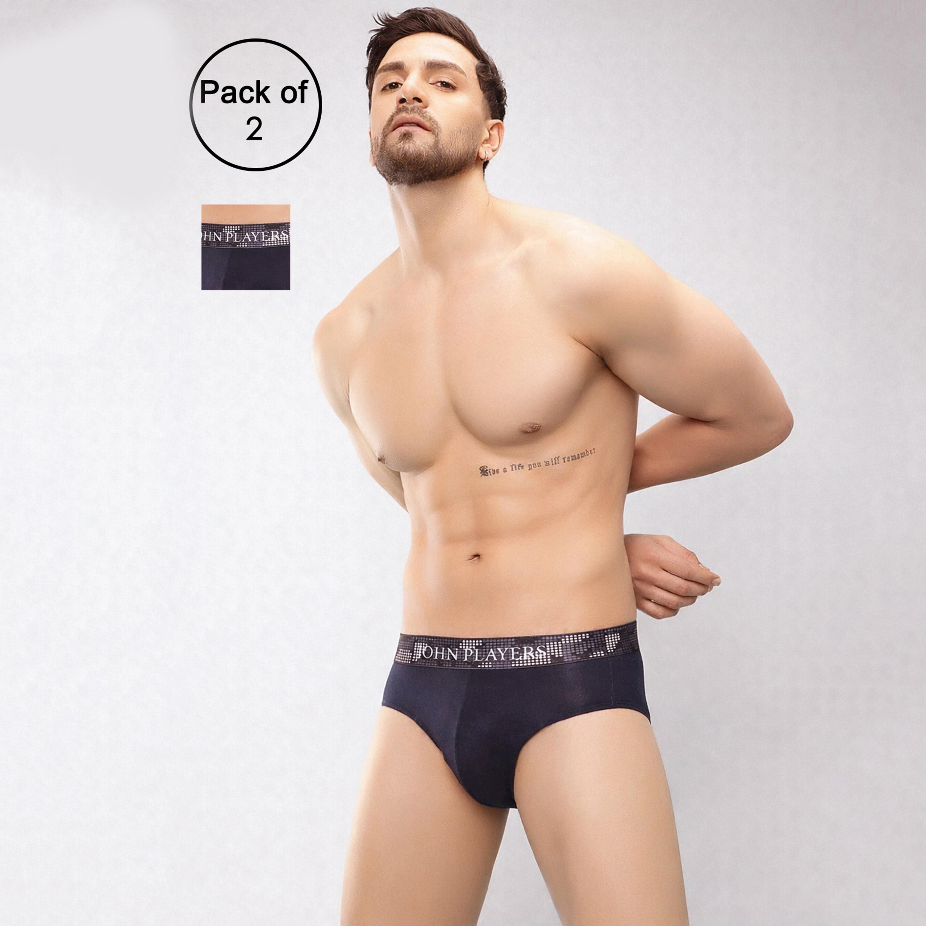John Player Pack of 2 Brand Print Waistband Men's Briefs-men-clothing-innerwear-underwear-image-4