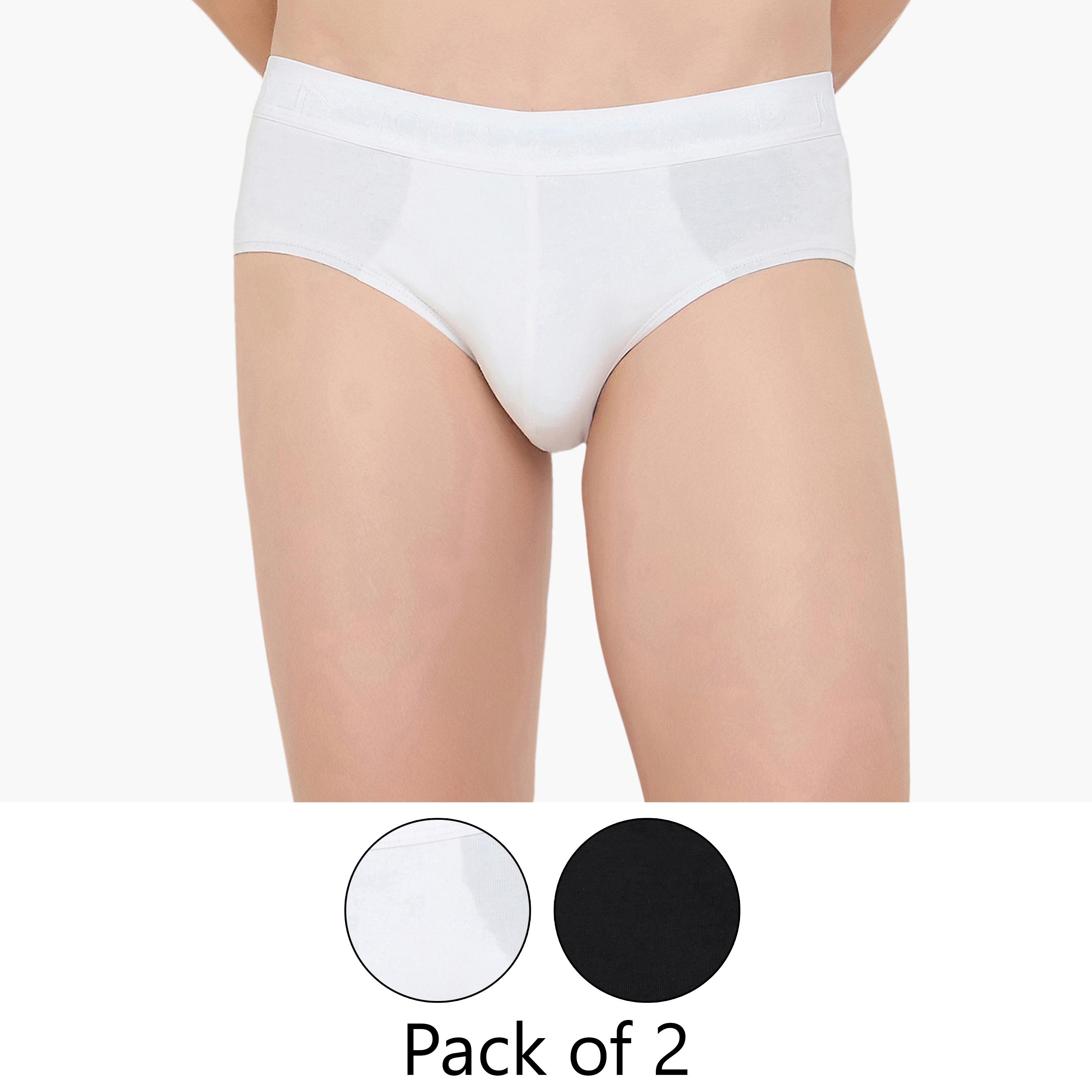 John Player Pack of 2 Brand Print Waistband Men's Briefs-men-clothing-innerwear-underwear-image-1