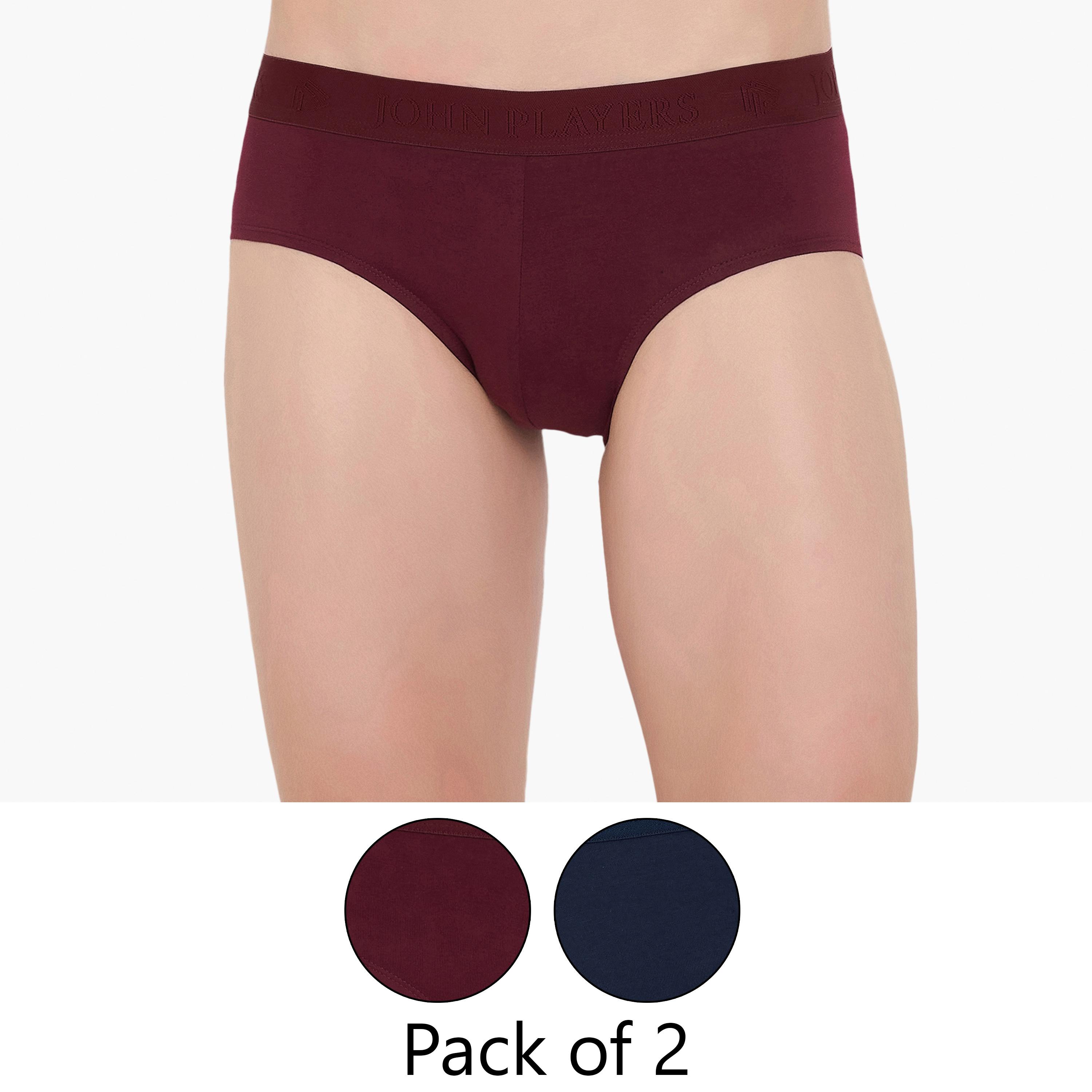 John Player Pack of 2 Brand Print Waistband Men's Briefs-men-clothing-innerwear-underwear-image-1