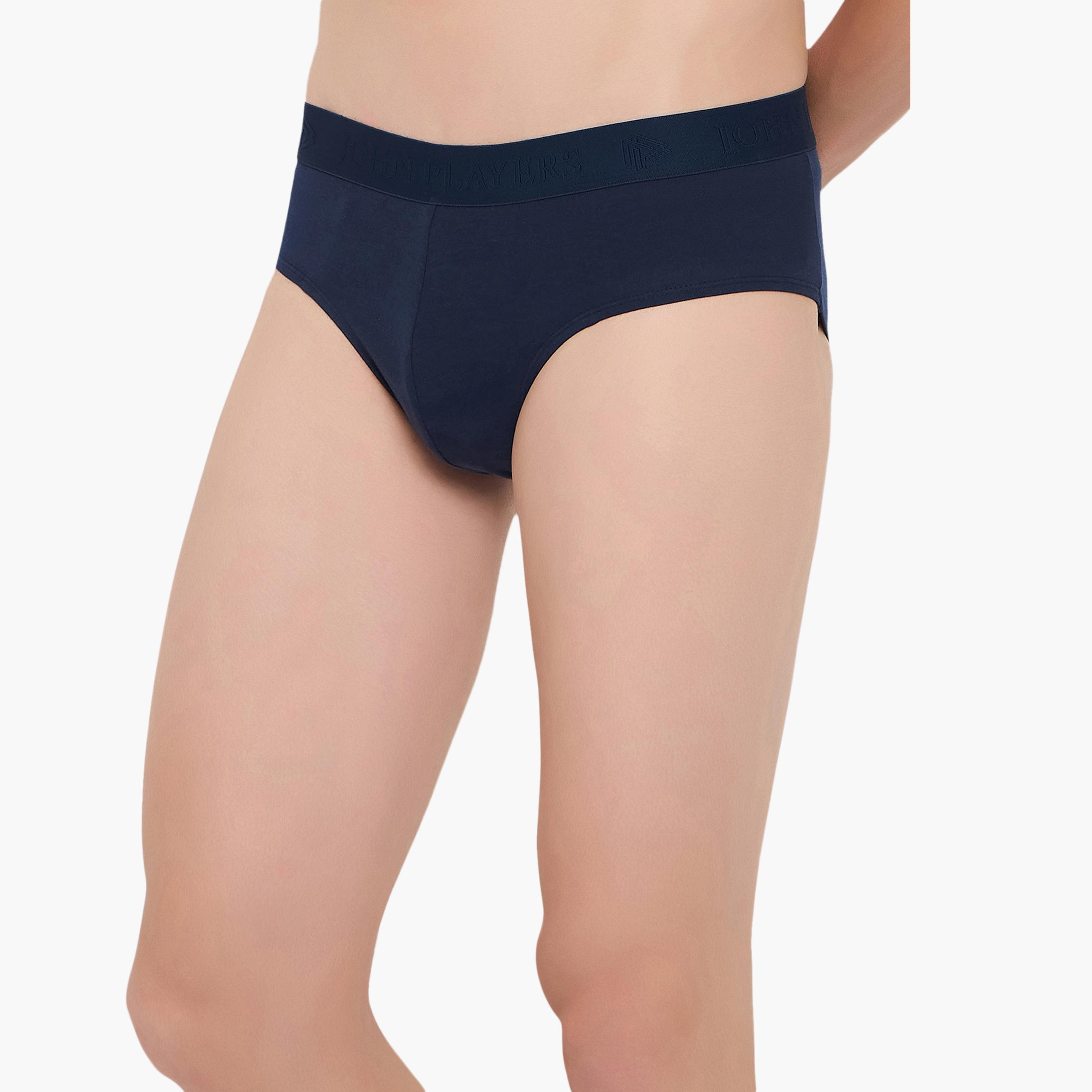 طقم قطعتين سراويل داخلية رجالية بخصر مطبوع بشعار الماركة من جون بلاير-men-clothing-innerwear-underwear-image-3