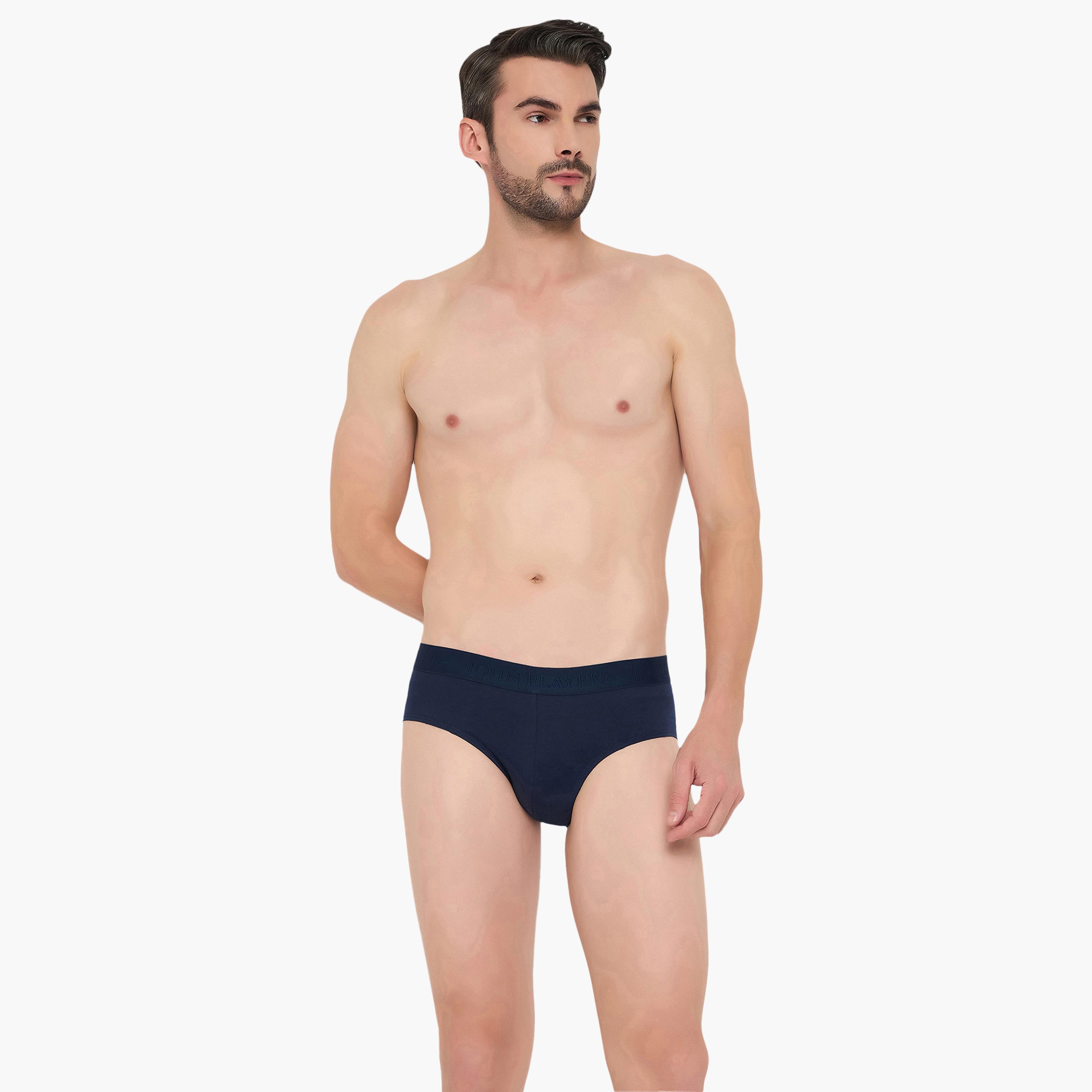 طقم قطعتين سراويل داخلية رجالية بخصر مطبوع بشعار الماركة من جون بلاير-men-clothing-innerwear-underwear-image-6