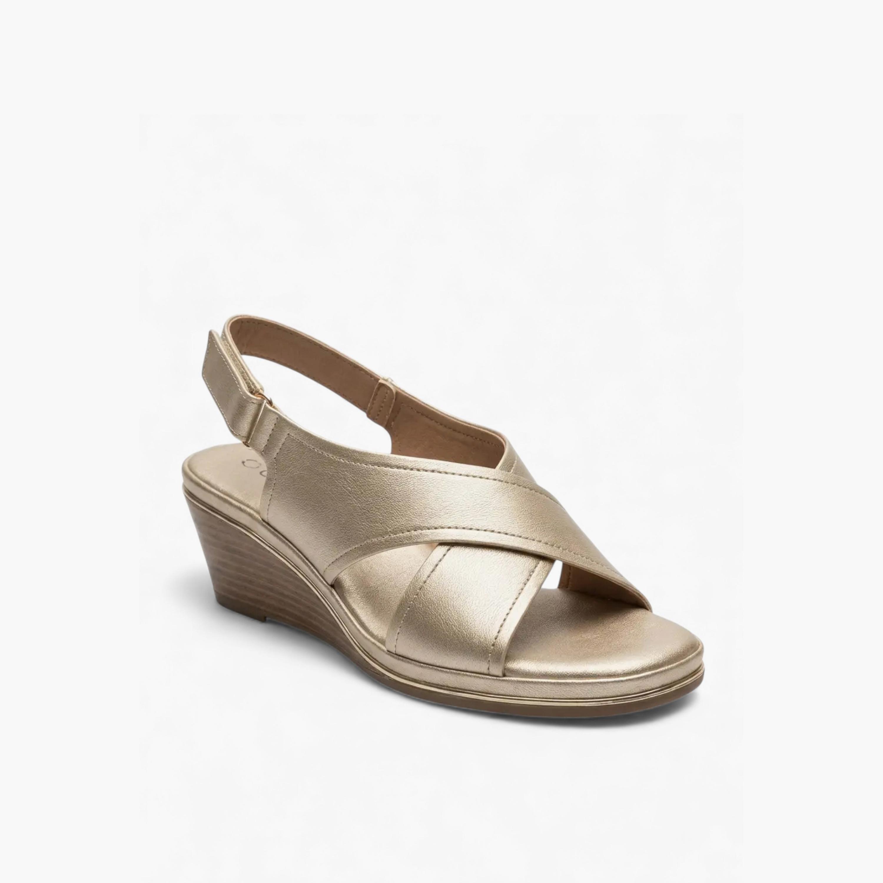 Geoomnii Women's Hook & Loop Zeaielea Wedge Strap Sandals | JJ0311-3-LTGOLD-women-shoes-sandals-heeled-image-1
