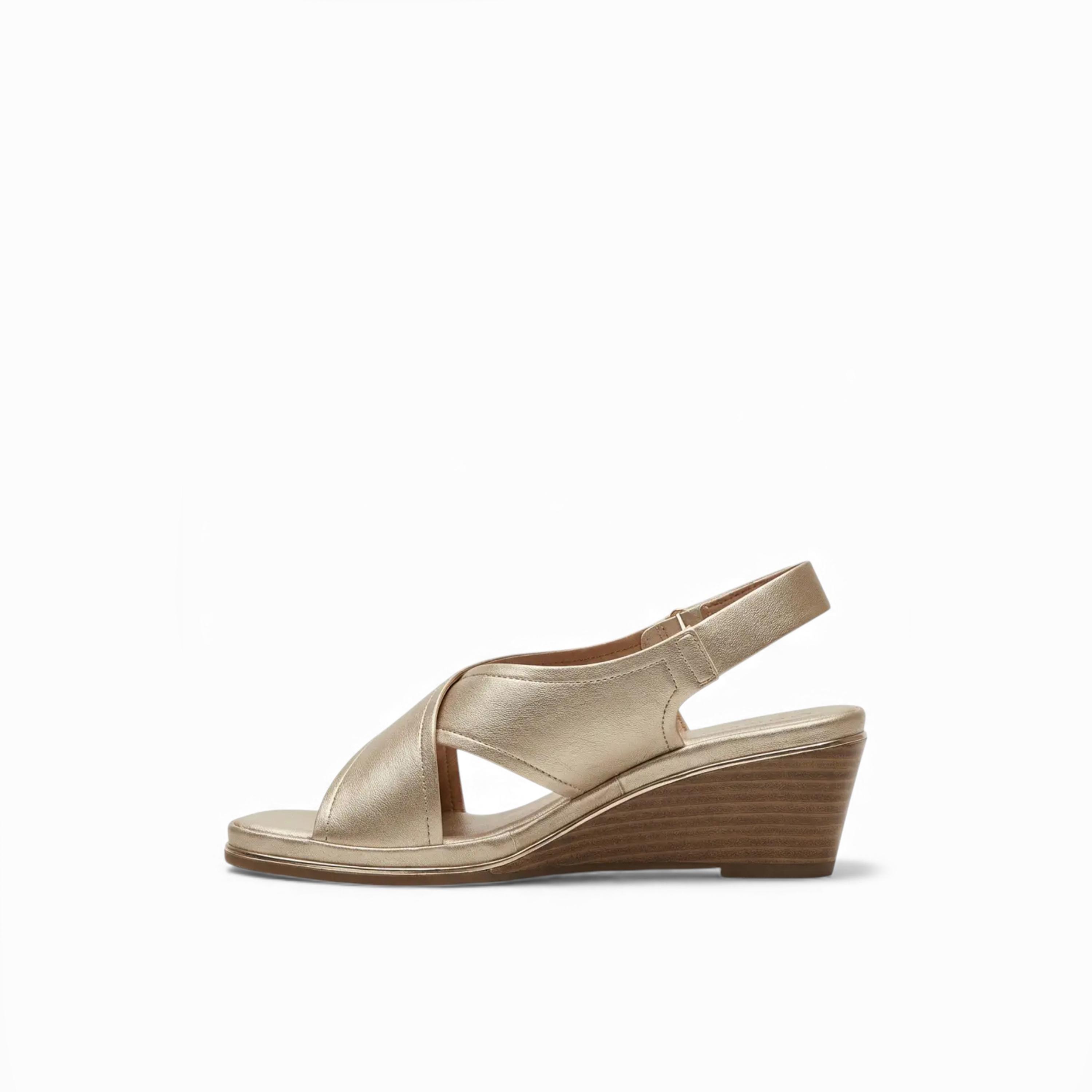 Geoomnii Women's Hook & Loop Zeaielea Wedge Strap Sandals | JJ0311-3-LTGOLD-women-shoes-sandals-heeled-image-4