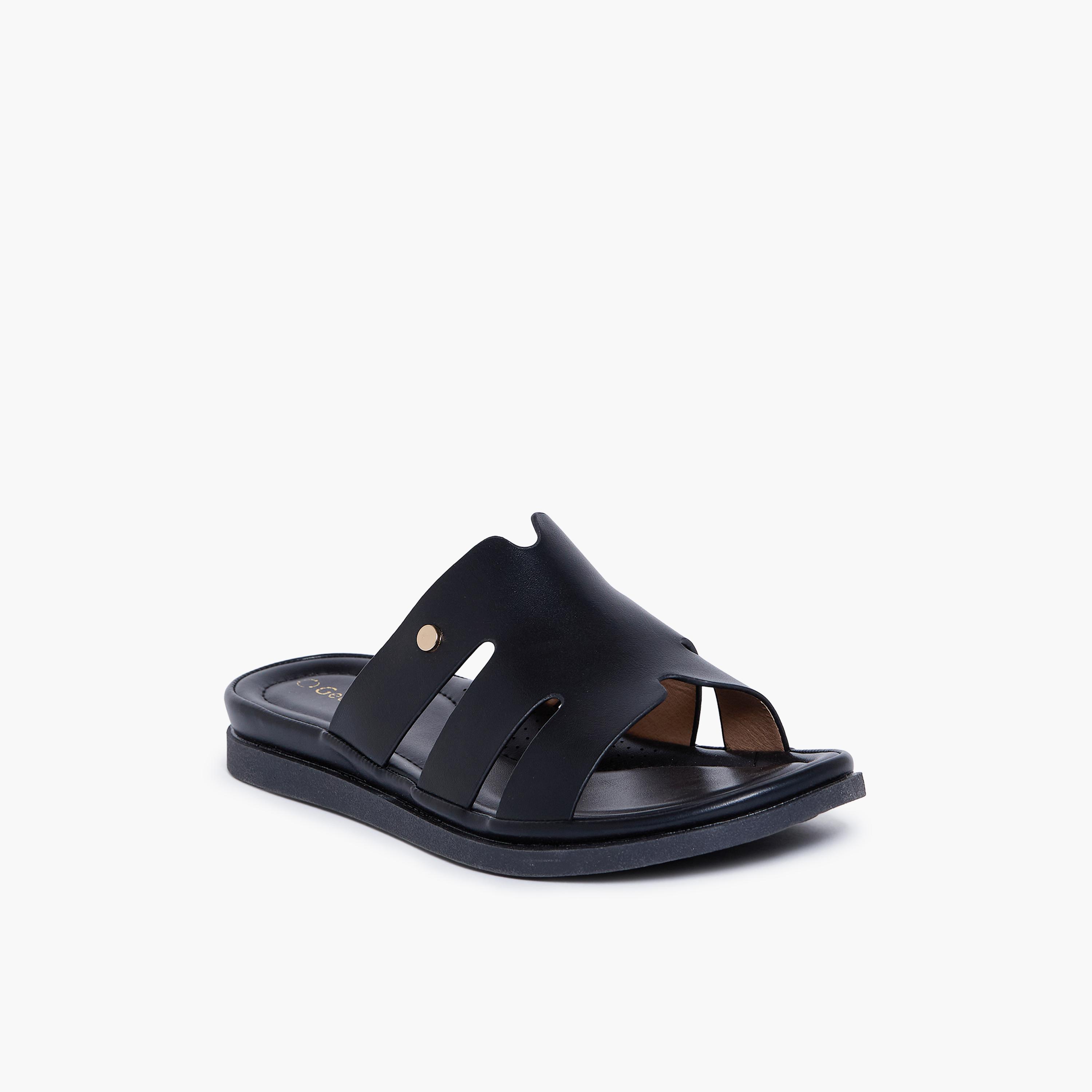 جيومني - صندل سيرا مسطح سهل الارتداء للنساء | JJ1601-KN-2-BLACK-women-shoes-sandals-flats-image-1