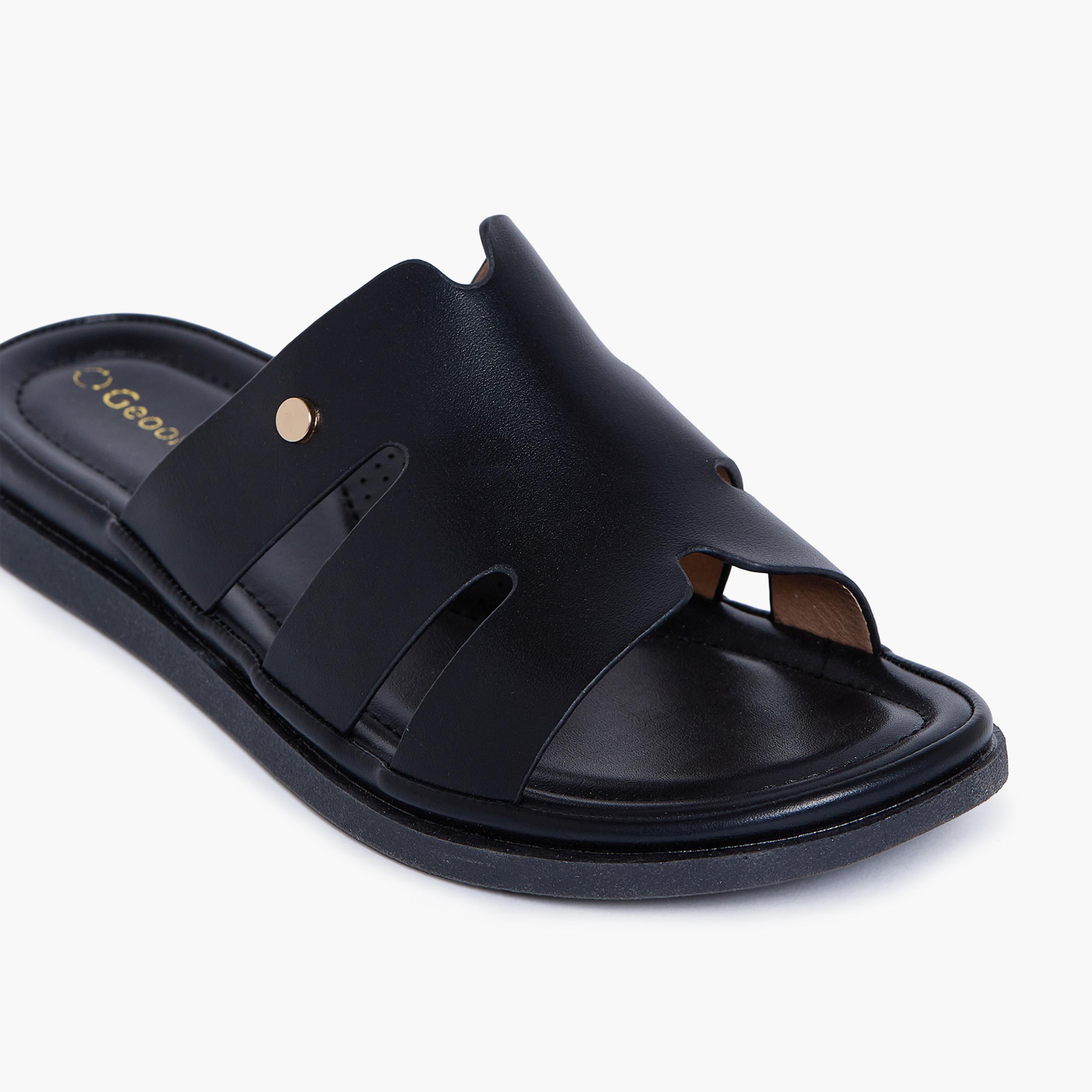 جيومني - صندل سيرا مسطح سهل الارتداء للنساء | JJ1601-KN-2-BLACK-women-shoes-sandals-flats-image-2