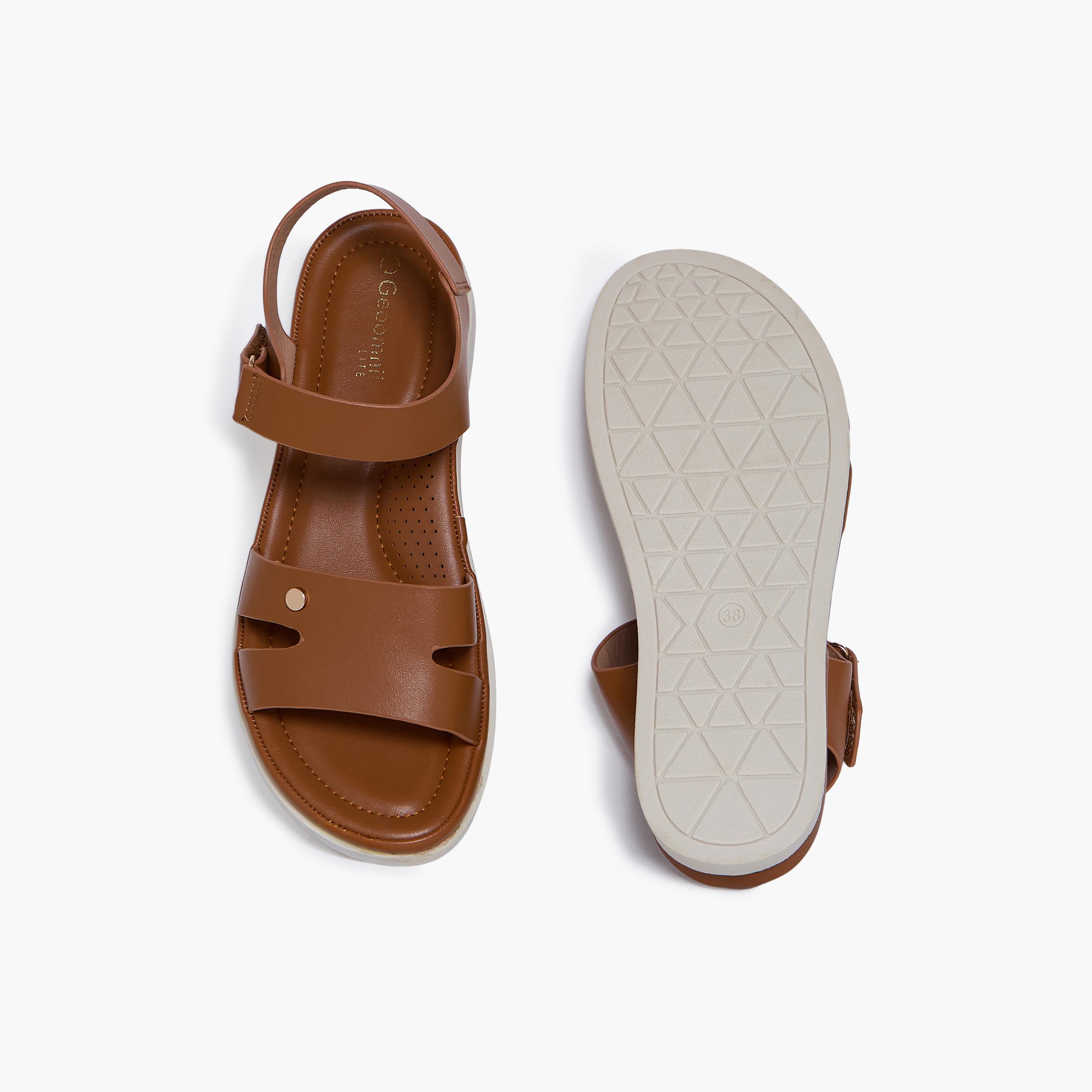 جيومني - صندل هوين نعل سميك مشبك وحلقة للنساء | JJ1601-KN-3-BROWN-women-shoes-sandals-flats-image-3