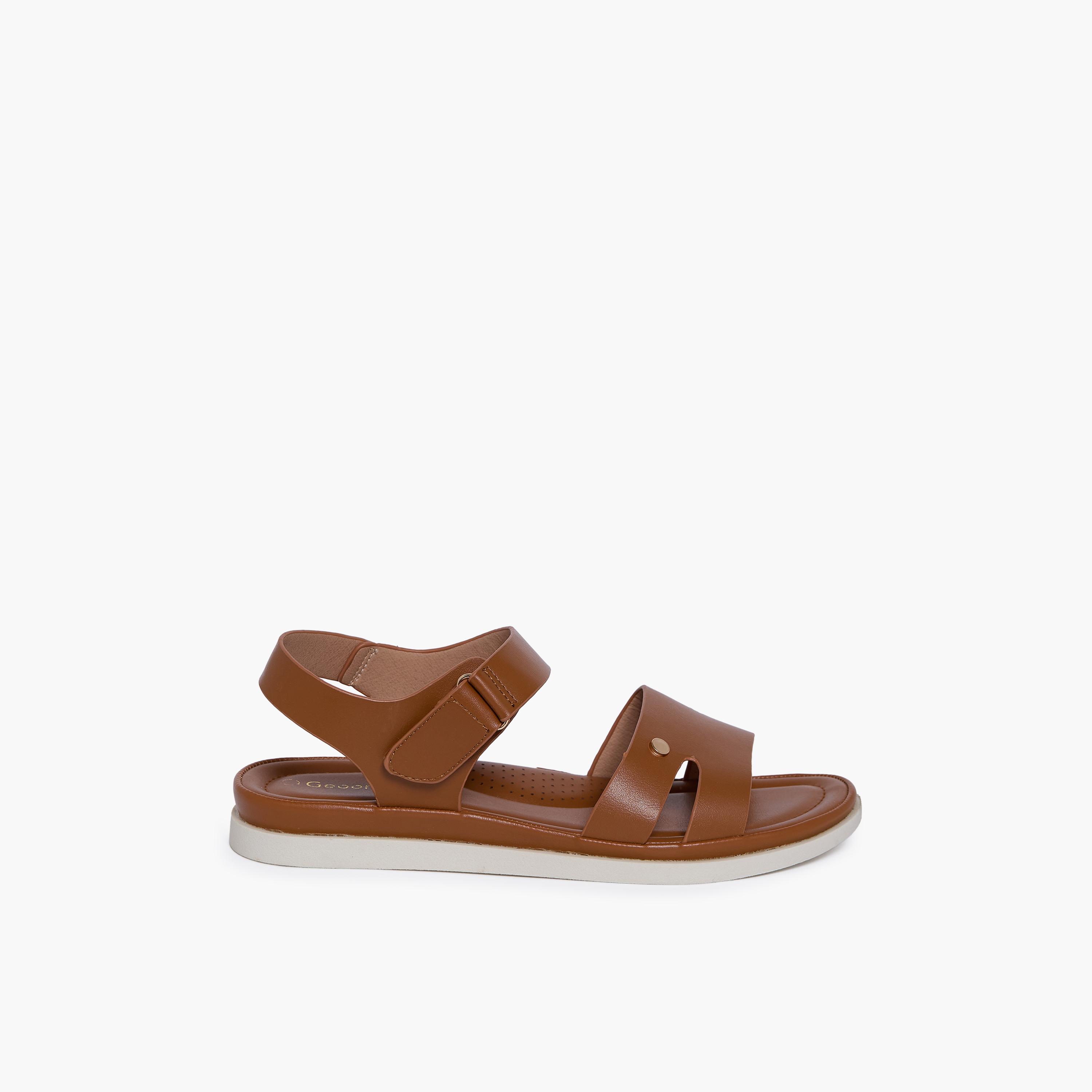 جيومني - صندل هوين نعل سميك مشبك وحلقة للنساء | JJ1601-KN-3-BROWN-women-shoes-sandals-flats-image-4