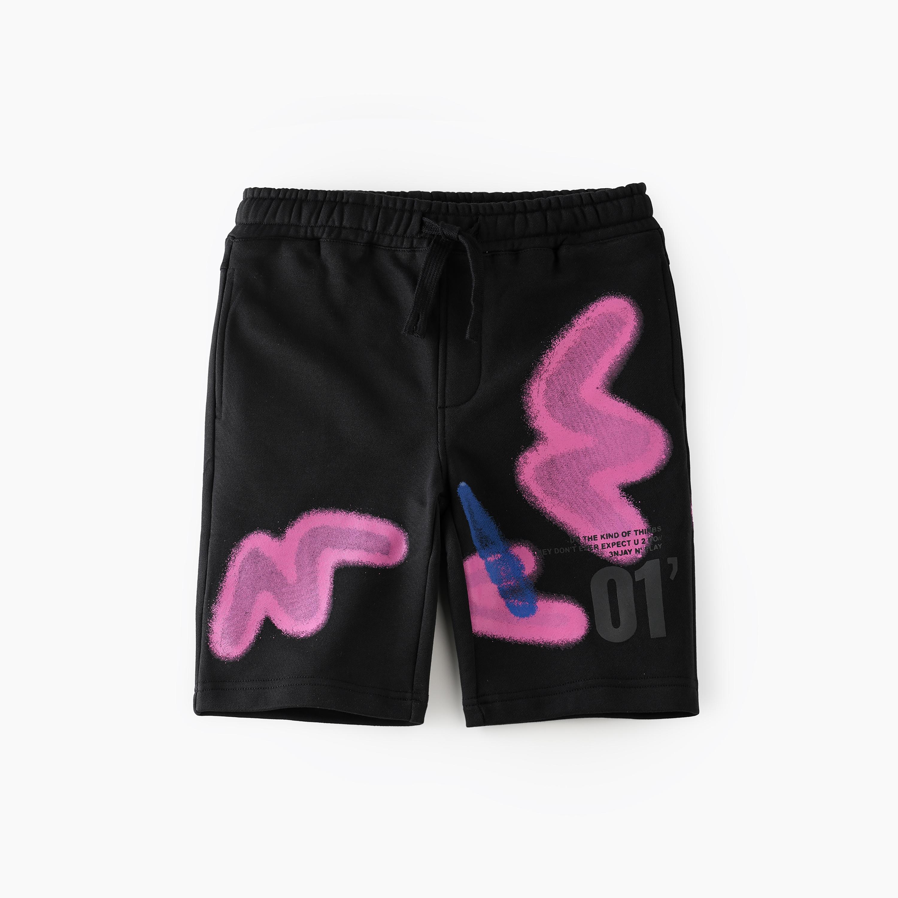 UniqKidz Printed Elasticated & Drawstring Shorts-boys-clothing-bottoms-shorts-image-1