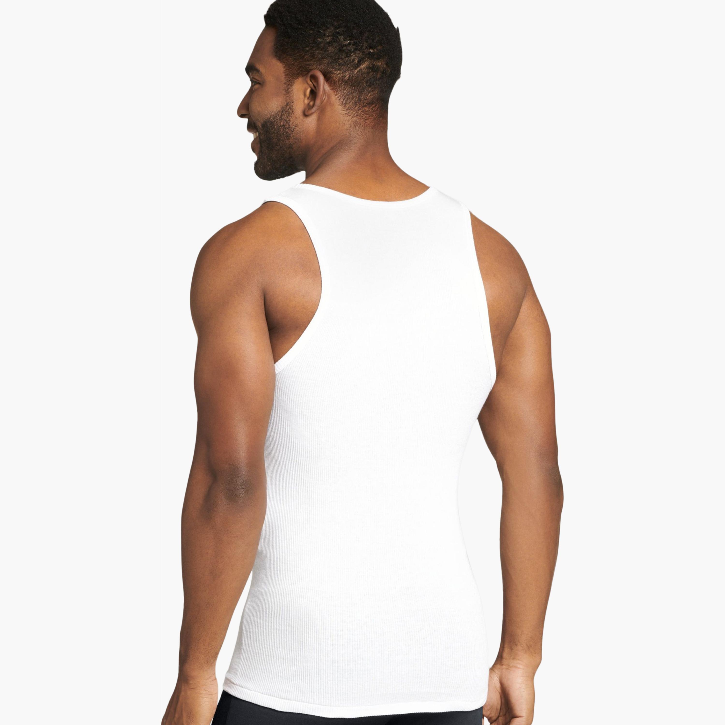 عبوة من 3 سترة داخلية رجالية سادة بياقة واسعة وبدون أكمام مقاس بلس من جوكي-men-clothing-innerwear-vests-image-3
